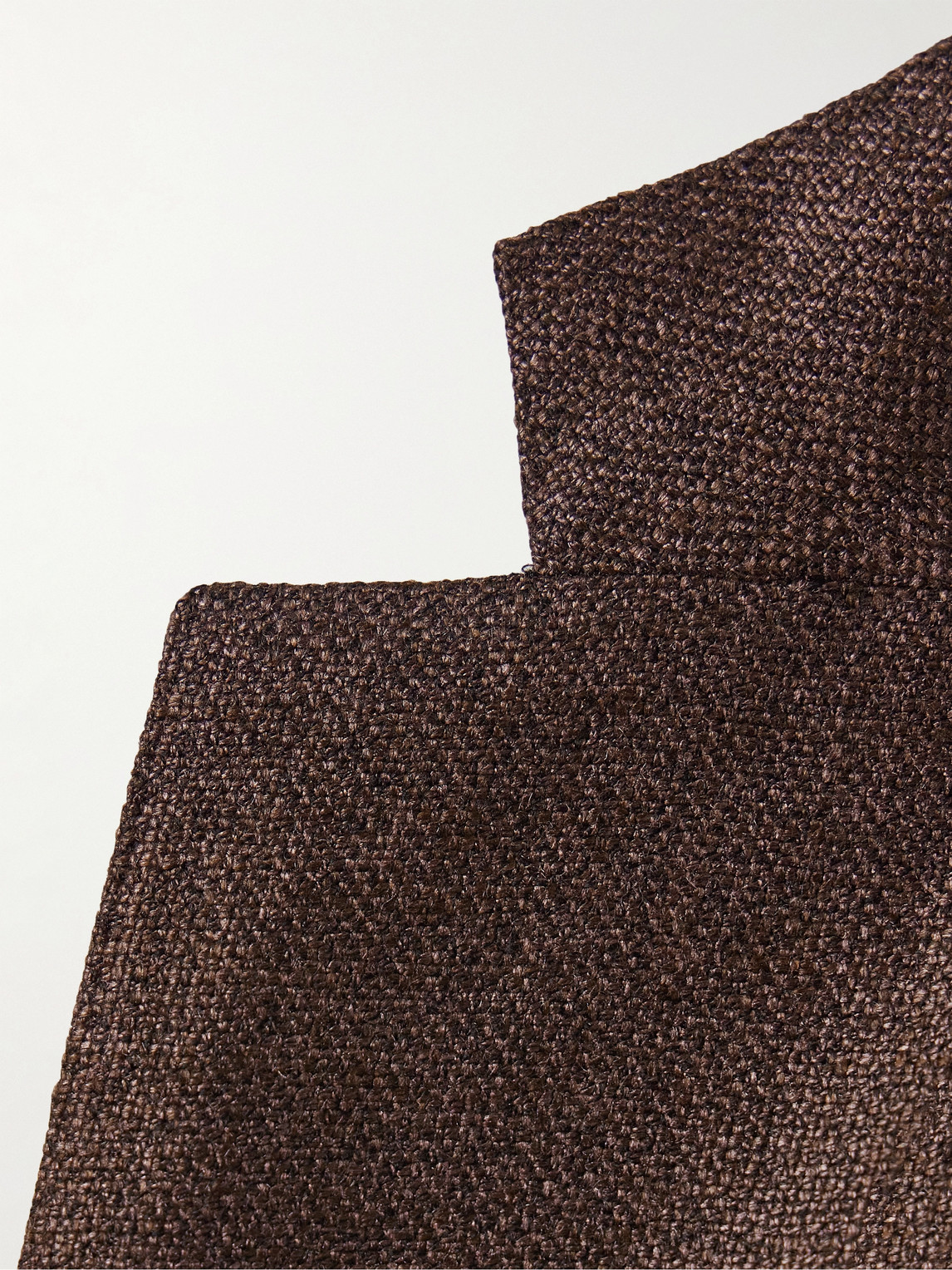 Shop Saman Amel Slim-fit Silk, Wool And Linen-blend Blazer In Brown