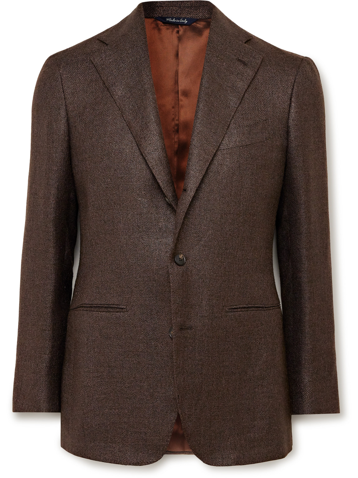 Saman Amel - Slim-Fit Silk, Wool and Linen-Blend Blazer - Men - Brown - IT 46