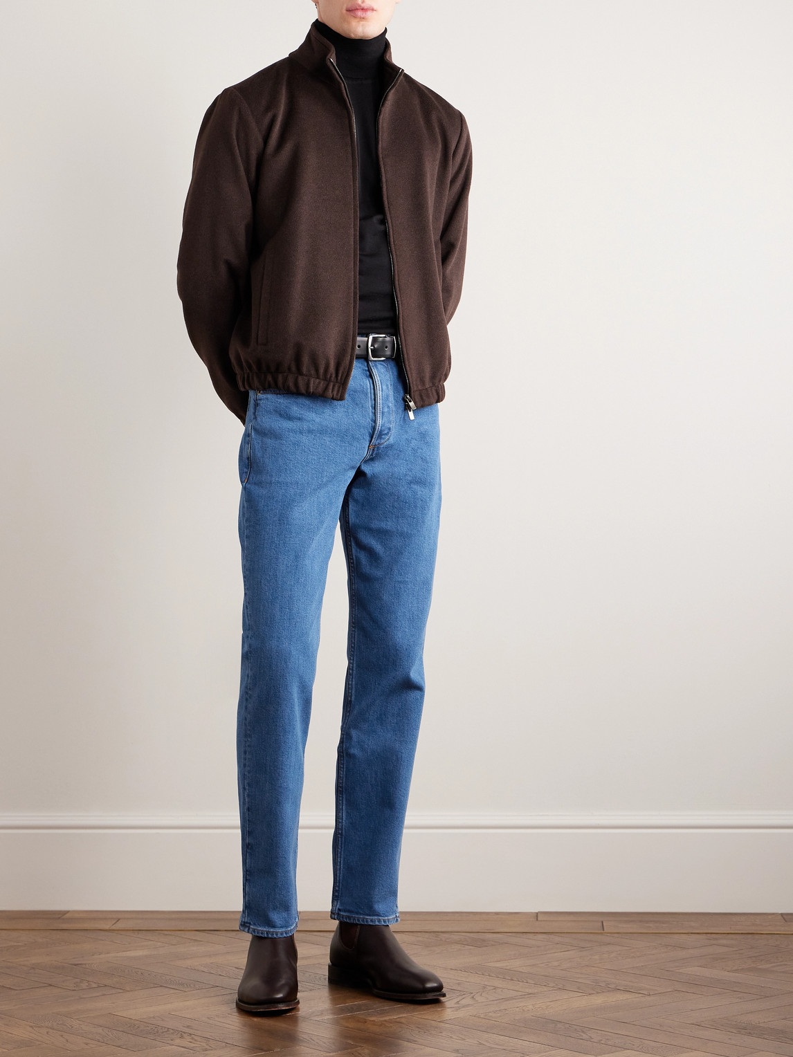 Shop Saman Amel Slim-fit Straight-leg Jeans In Blue