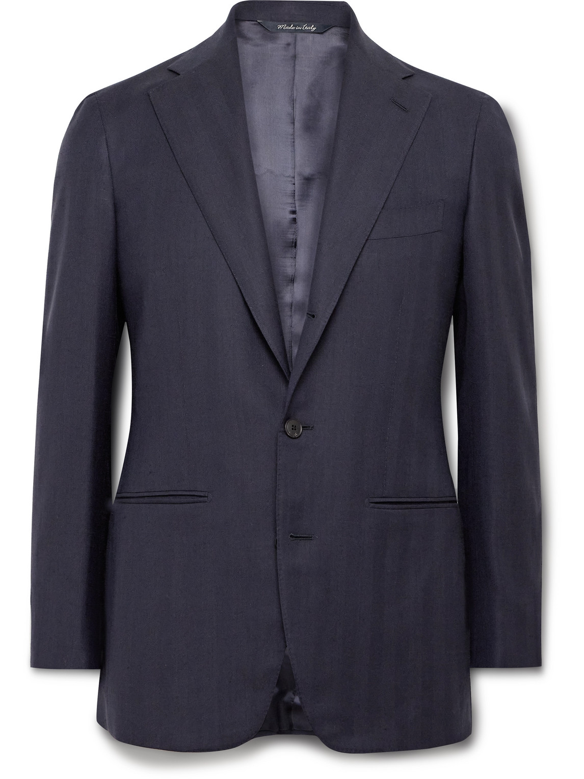 Slim-Fit Herringbone Wool, Silk and Linen-Blend Twill Suit Jacket