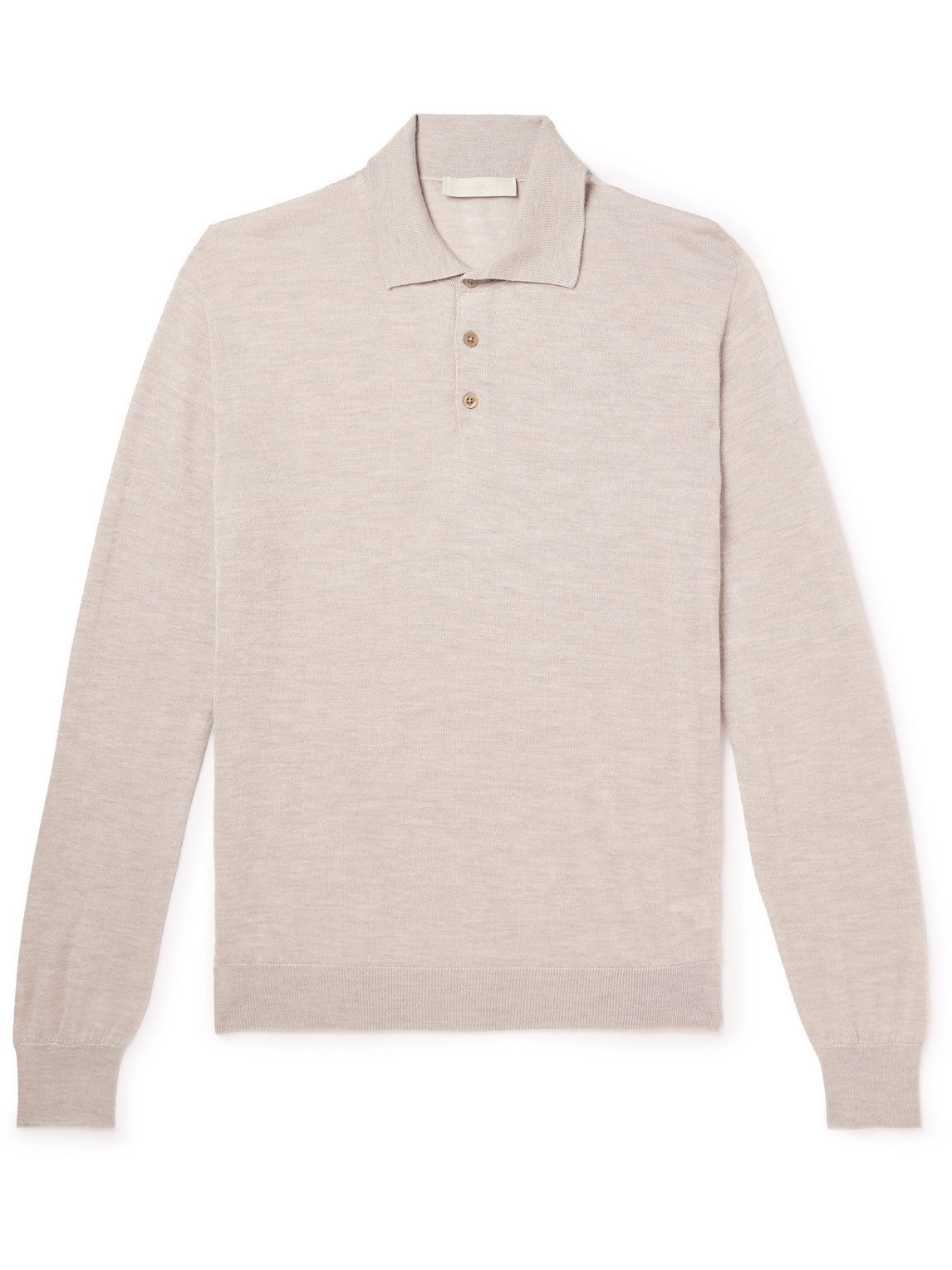 Saman Amel Slim-fit Cashmere And Silk-blend Polo Shirt In Neutrals