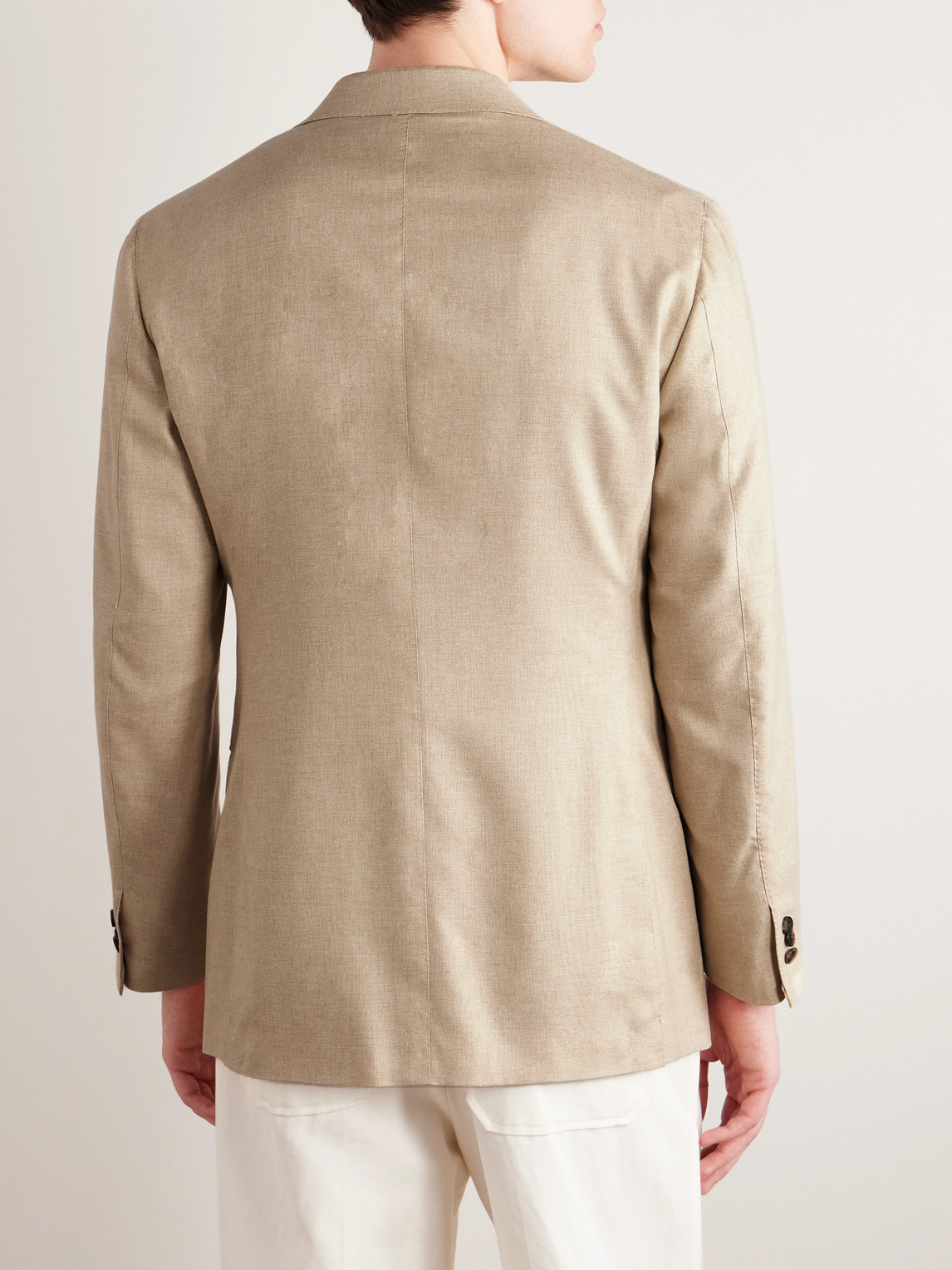 Shop Saman Amel Slim-fit Unstructured Silk And Cashmere-blend Blazer In Neutrals
