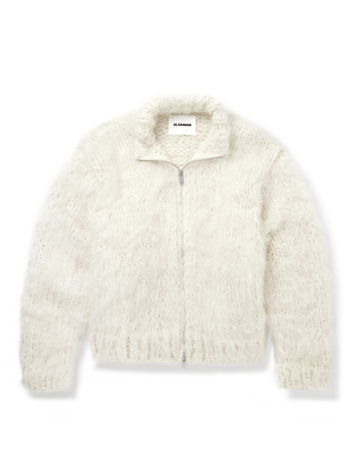 Jil Sander Mohair, Wool And Cashmere-blend Zip-up Cardigan In Neutrals