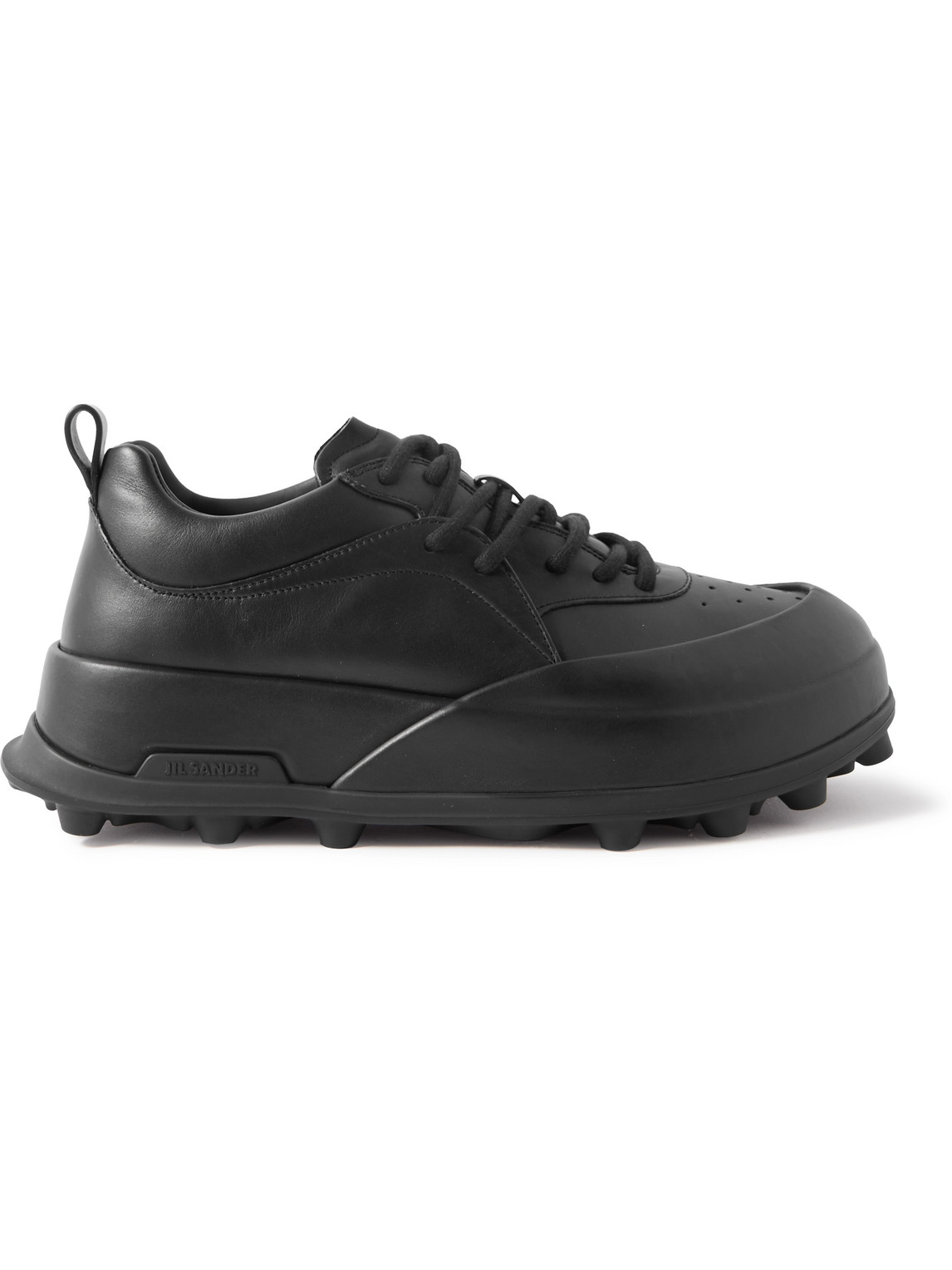 Jil Sander Orb Leather Sneakers In Black
