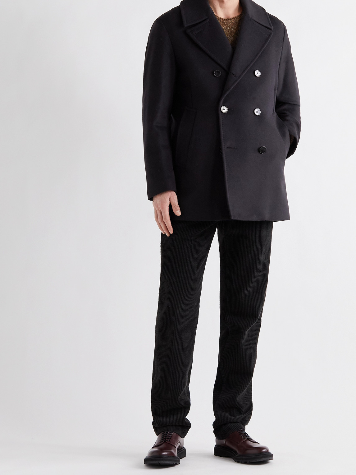 Shop Mackintosh Dalton Wool And Cashmere-blend Peacoat In Blue
