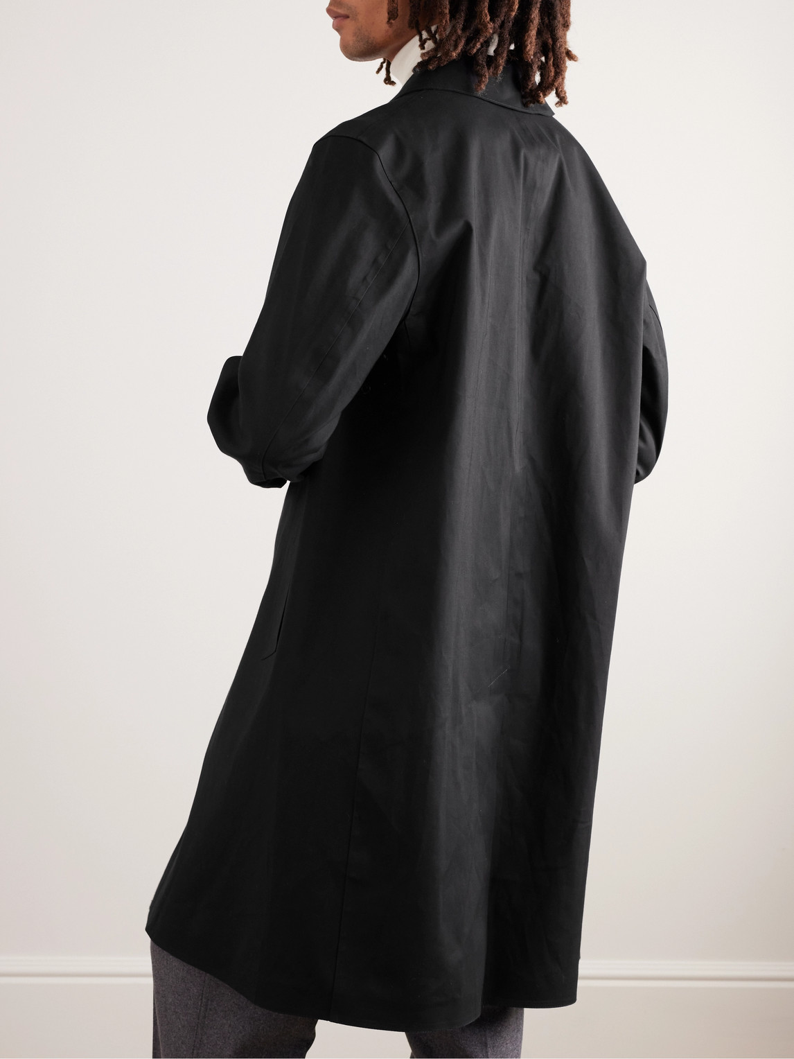 Shop Mackintosh Oxford Bonded Cotton Trench Coat In Black