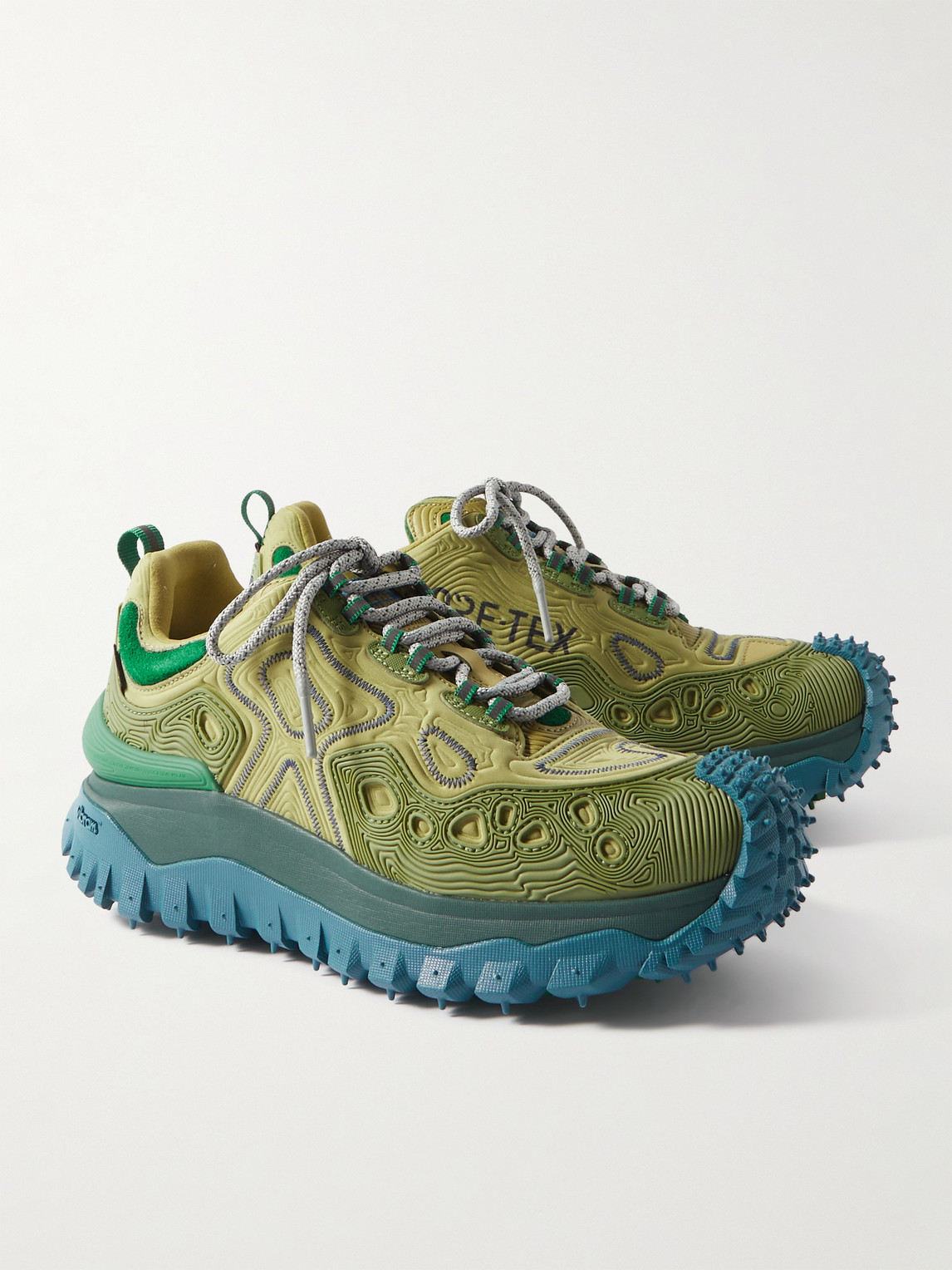 Shop Moncler Genius Salehe Bembury Trailgrip Grain Rubber-trimmed Gore-tex® Ballistic Nylon Sneakers In Green