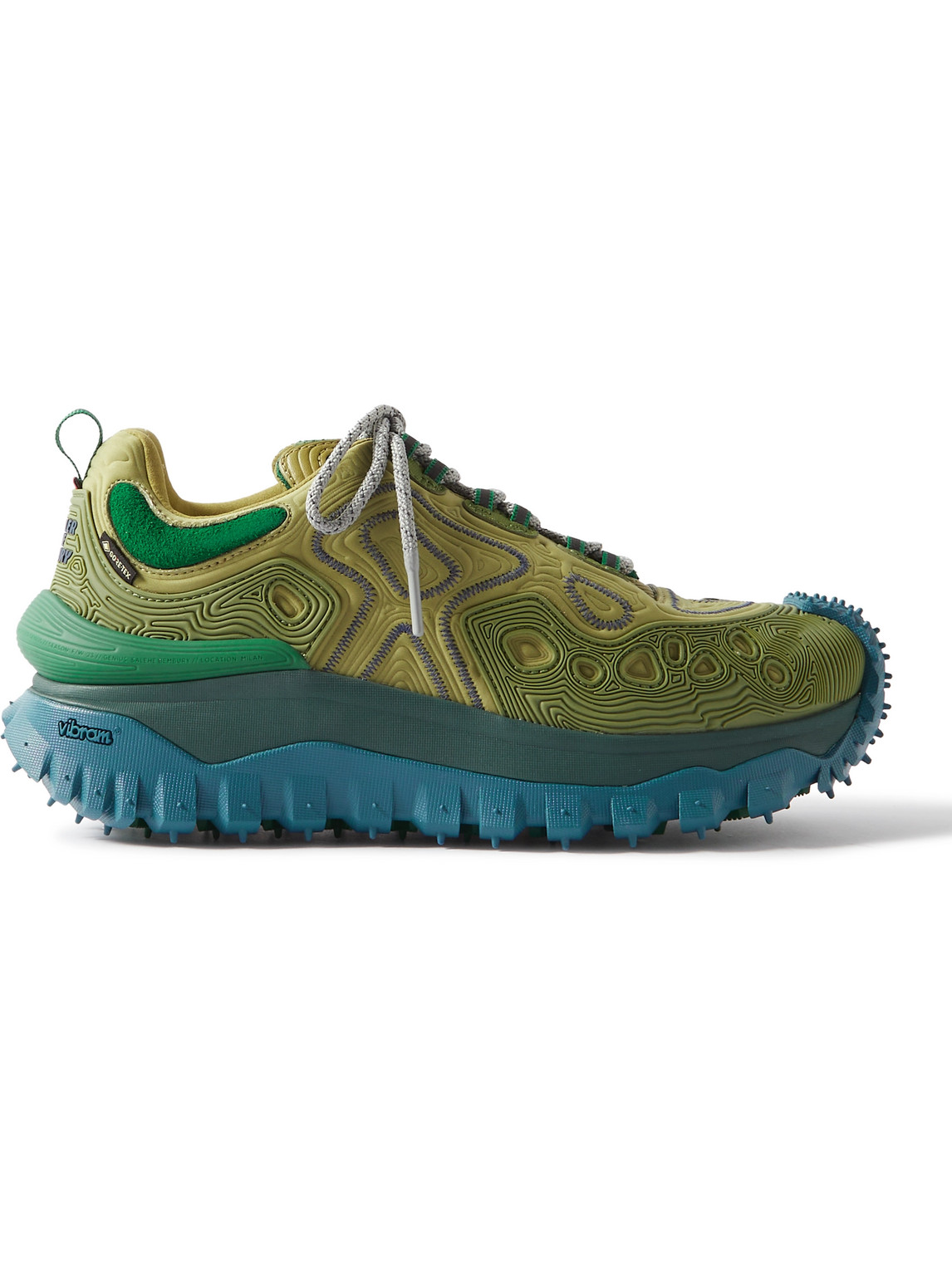 Shop Moncler Genius Salehe Bembury Trailgrip Grain Rubber-trimmed Gore-tex® Ballistic Nylon Sneakers In Green