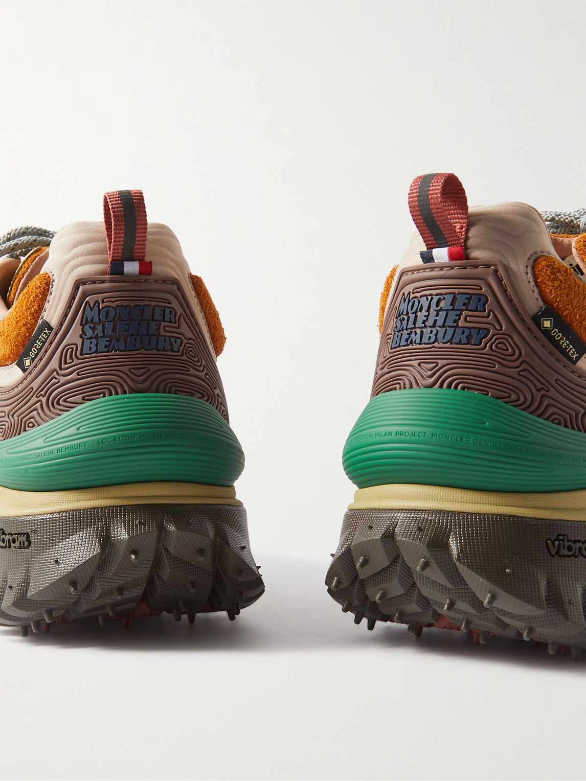 Shop Moncler Genius Salehe Bembury Trailgrip Grain Rubber-trimmed Gore-tex® Ballistic Nylon Sneakers In Brown