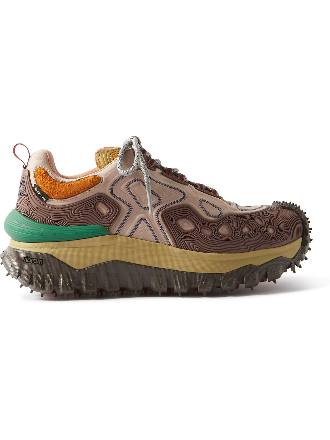 Shop Moncler Genius Salehe Bembury Trailgrip Grain Rubber-trimmed Gore-tex® Ballistic Nylon Sneakers In Brown