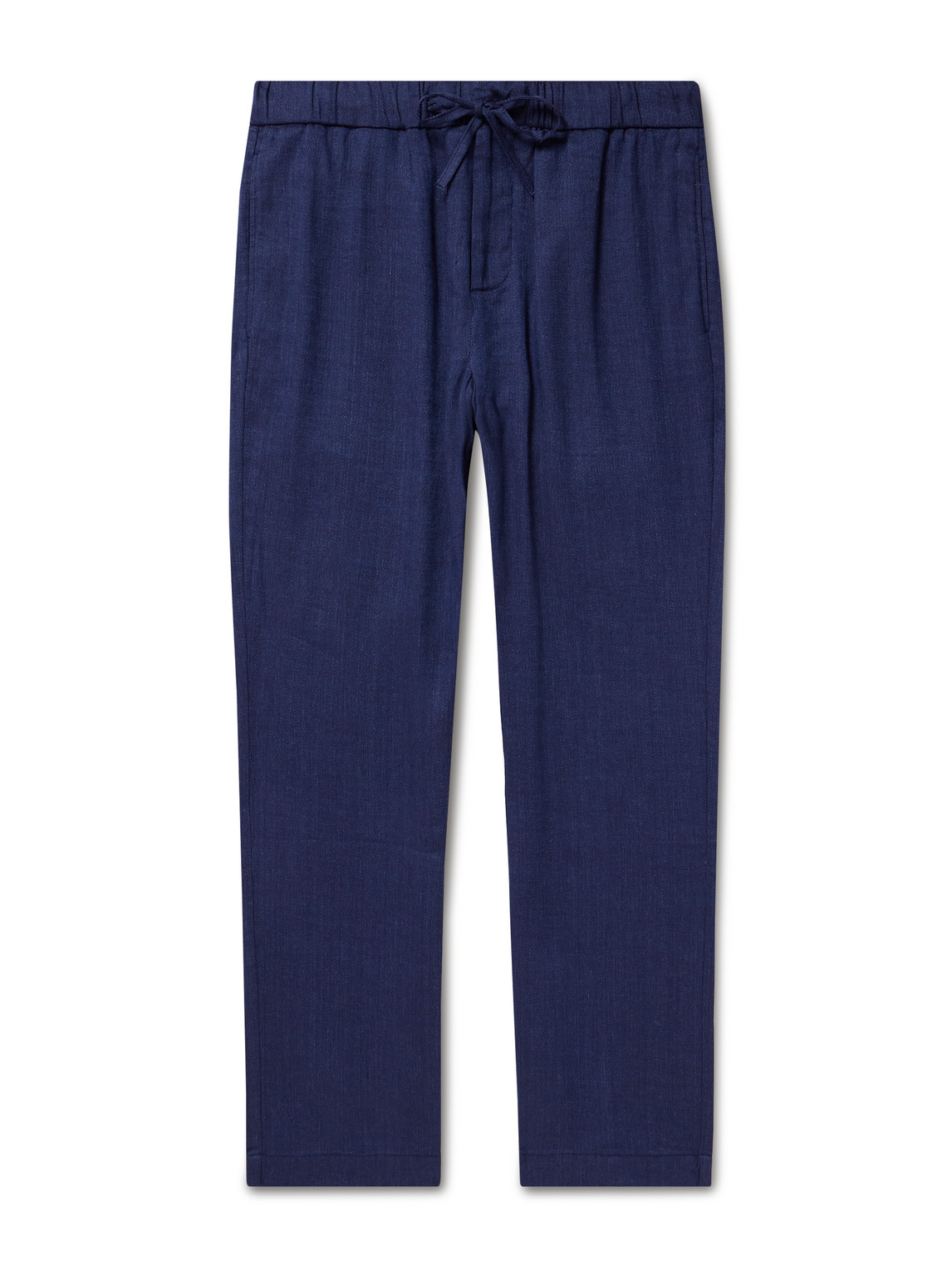 Frescobol Carioca Straight-leg Linen And Cotton-blend Drawstring Trousers In Blue