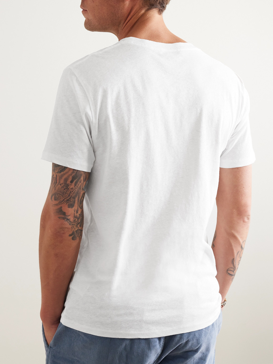 Shop Frescobol Carioca Lucio Cotton And Linen-blend Jersey T-shirt In White