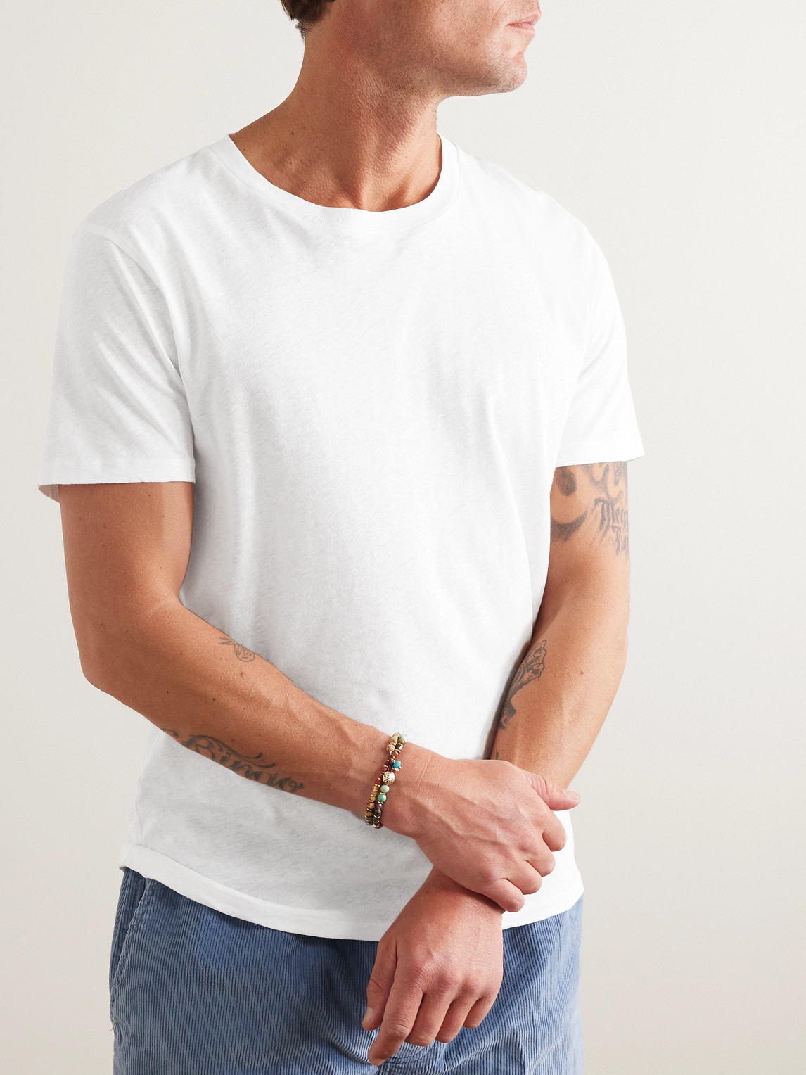 Shop Frescobol Carioca Lucio Cotton And Linen-blend Jersey T-shirt In White