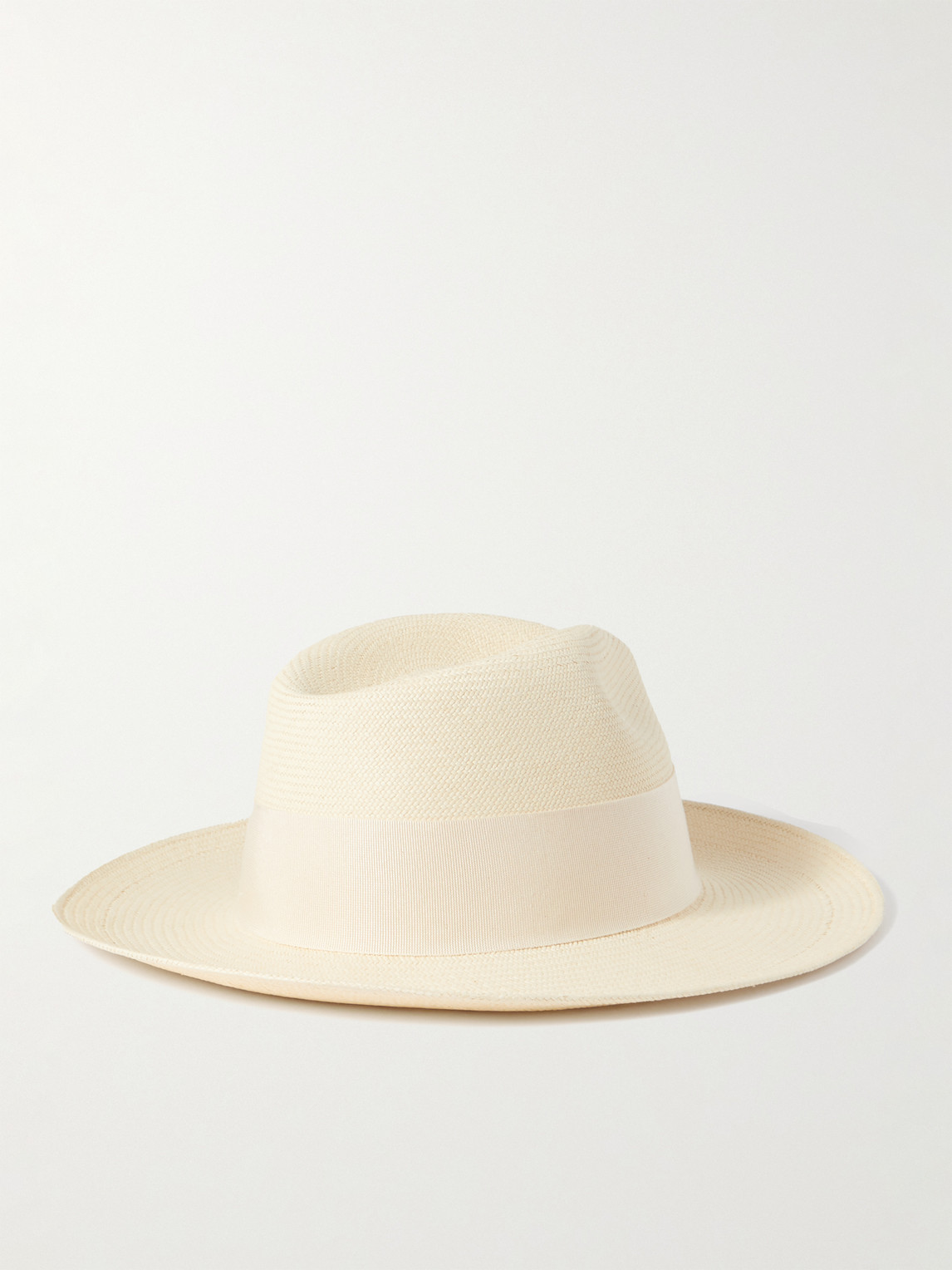 Shop Frescobol Carioca Rafael Grosgrain-trimmed Straw Panama Hat In White