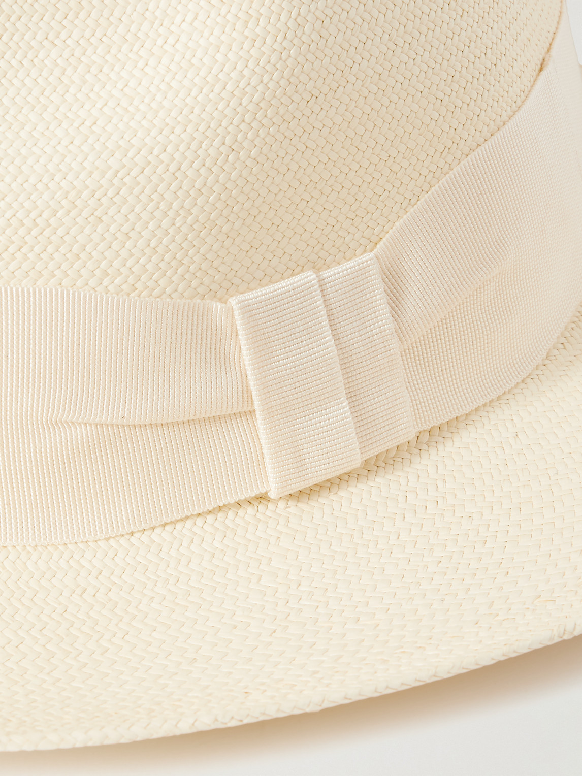 Shop Frescobol Carioca Rafael Grosgrain-trimmed Straw Panama Hat In White