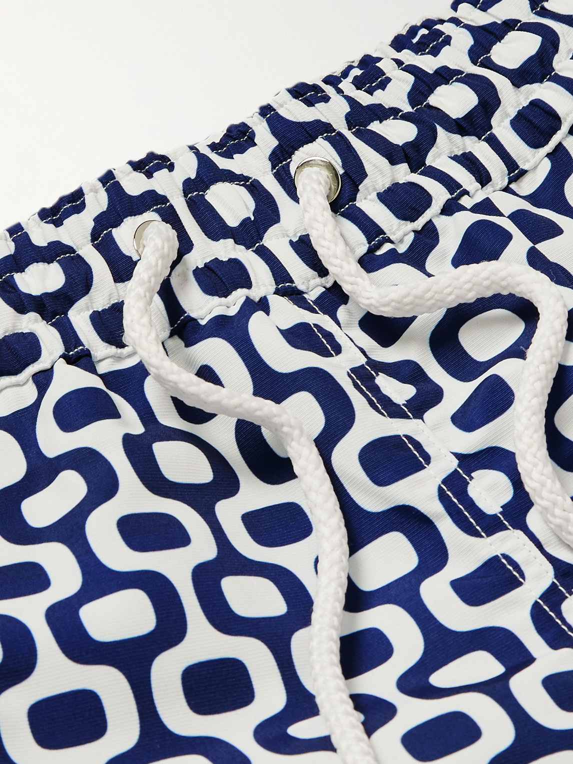 Frescobol Carioca Slim-fit Short-length Printed Recycled Swimshorts In Blue