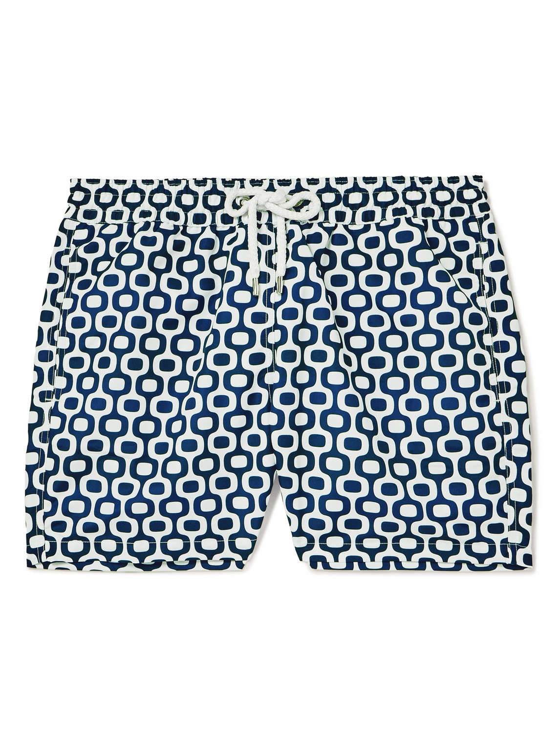 Frescobol Carioca Slim-fit Short-length Printed Recycled Swimshorts In Blue