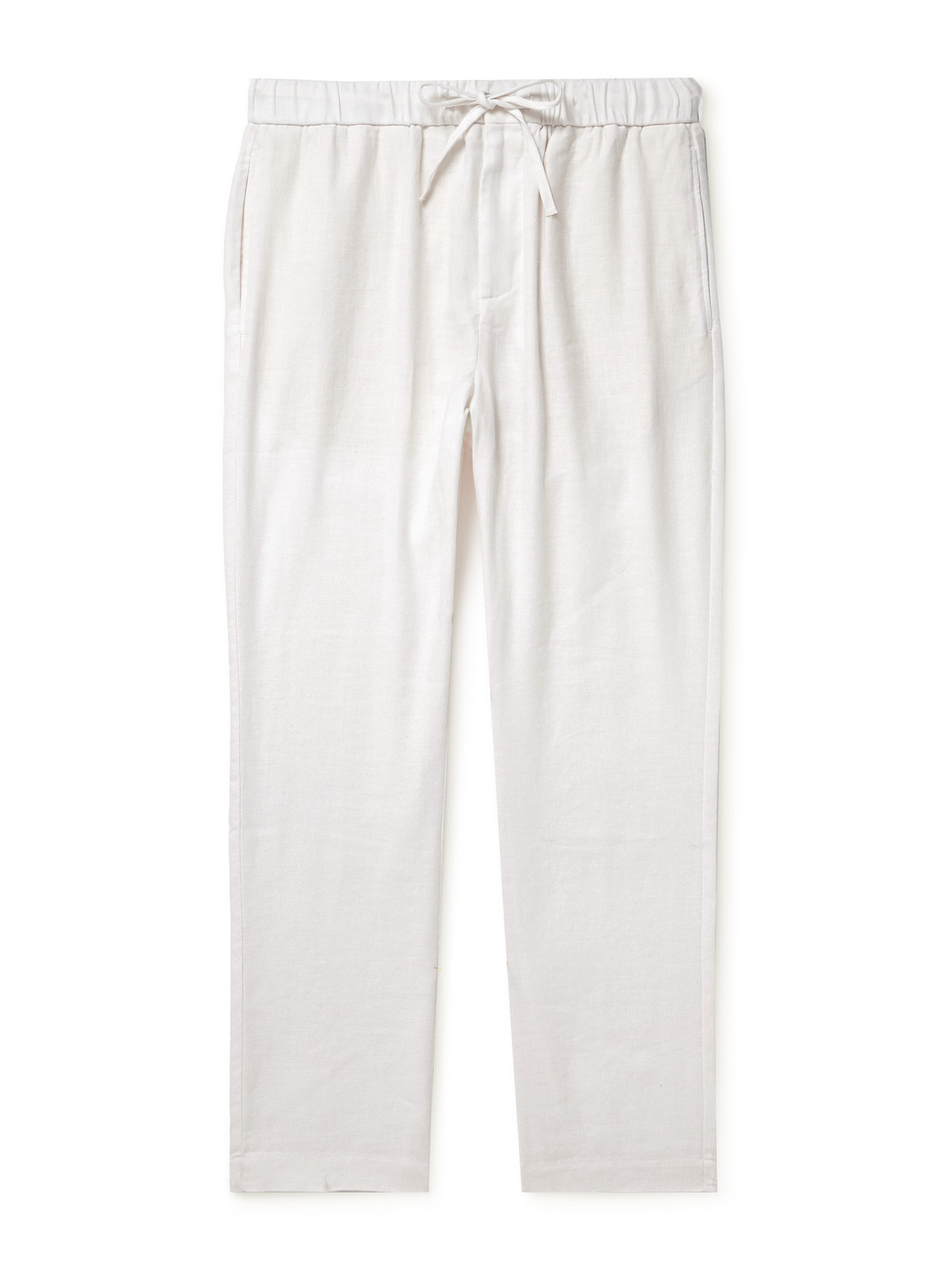 Frescobol Carioca Oscar Straight-leg Linen And Cotton-blend Drawstring Trousers In White