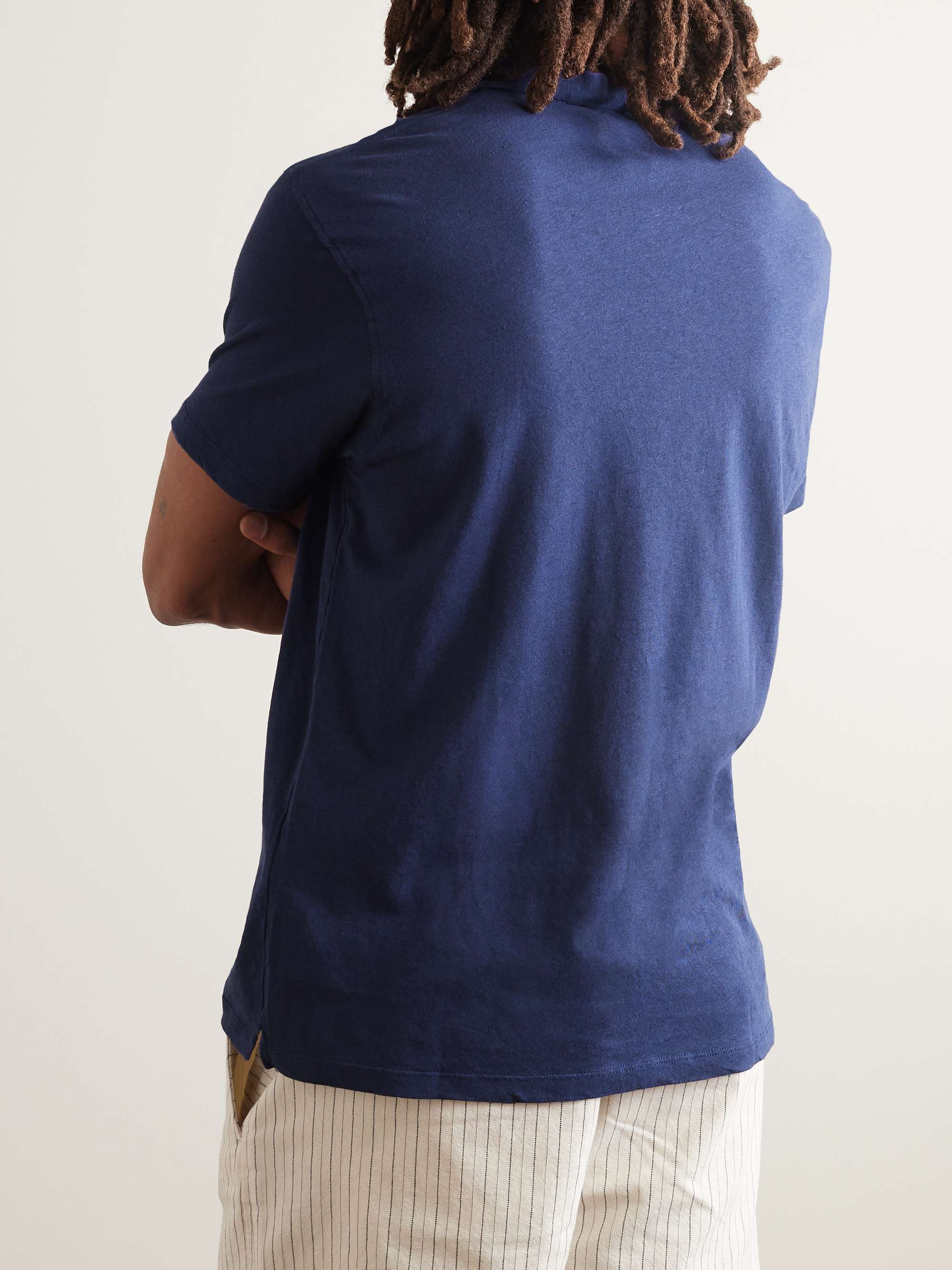 FRESCOBOL CARIOCA Constantino Cotton and Linen-Blend Jersey Polo Shirt ...
