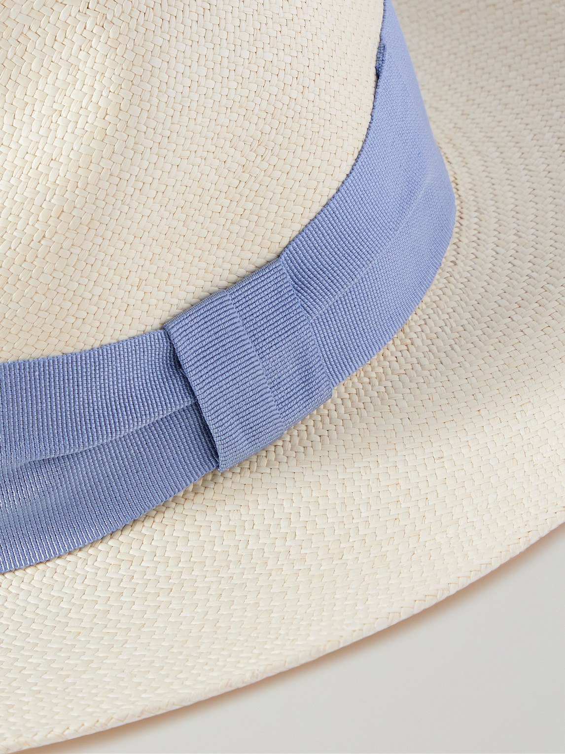 Shop Frescobol Carioca Rafael Grosgrain-trimmed Straw Panama Hat In Blue