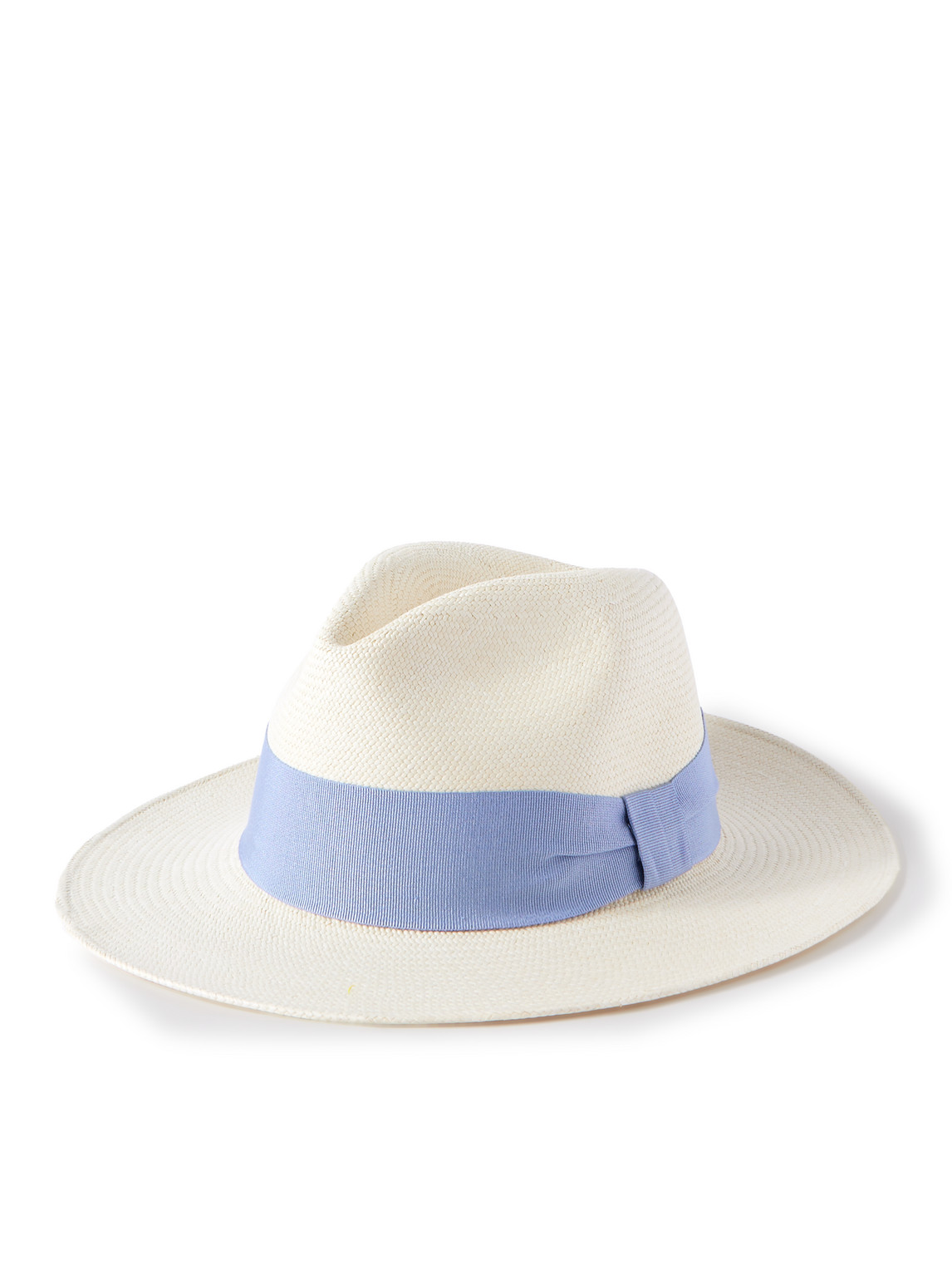 Frescobol Carioca Rafael Grosgrain-trimmed Straw Panama Hat In Blue