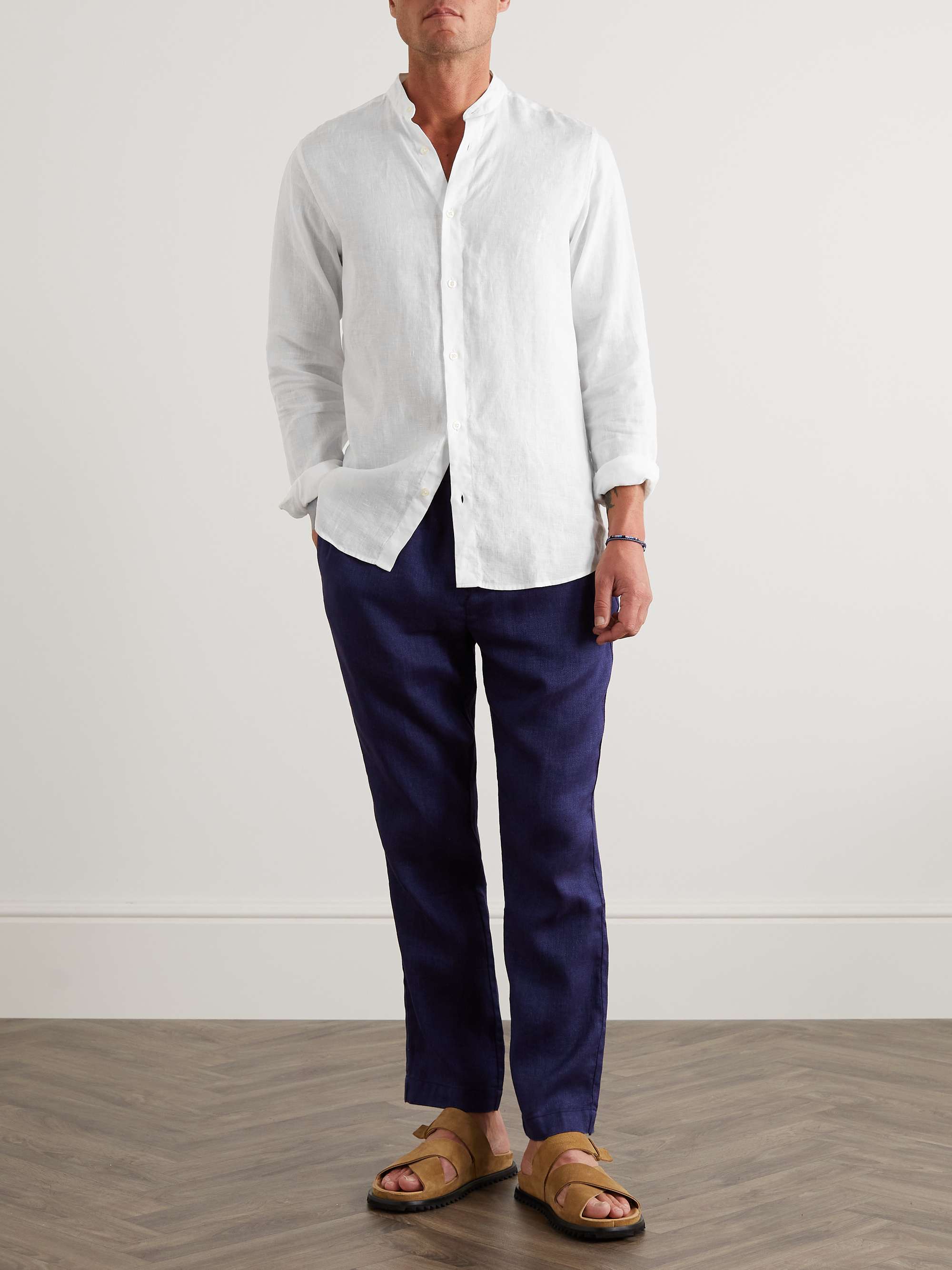 FRESCOBOL CARIOCA Jorge Grandad-Collar Linen Shirt for Men | MR PORTER