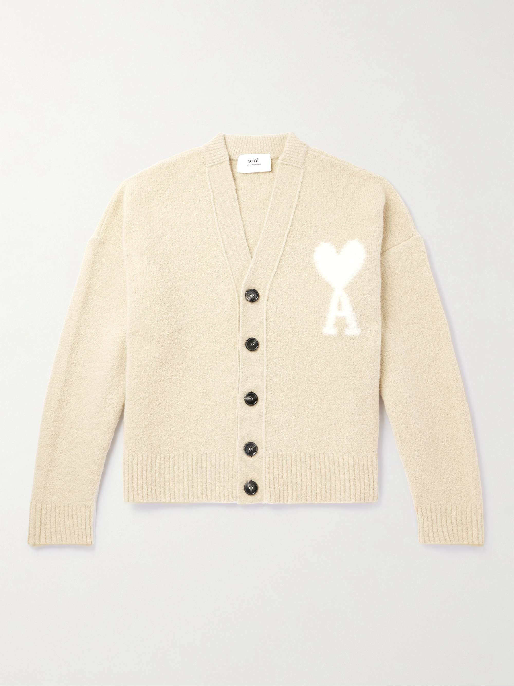 AMI PARIS Logo-Jacquard Alpaca-Blend Cardigan for Men | MR PORTER