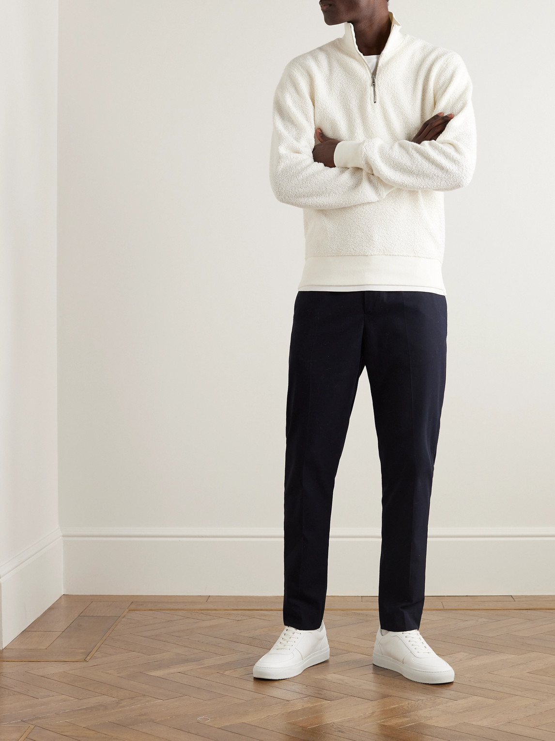 Shop Orlebar Brown Isar Half-zip Fleece Sweatshirt In White
