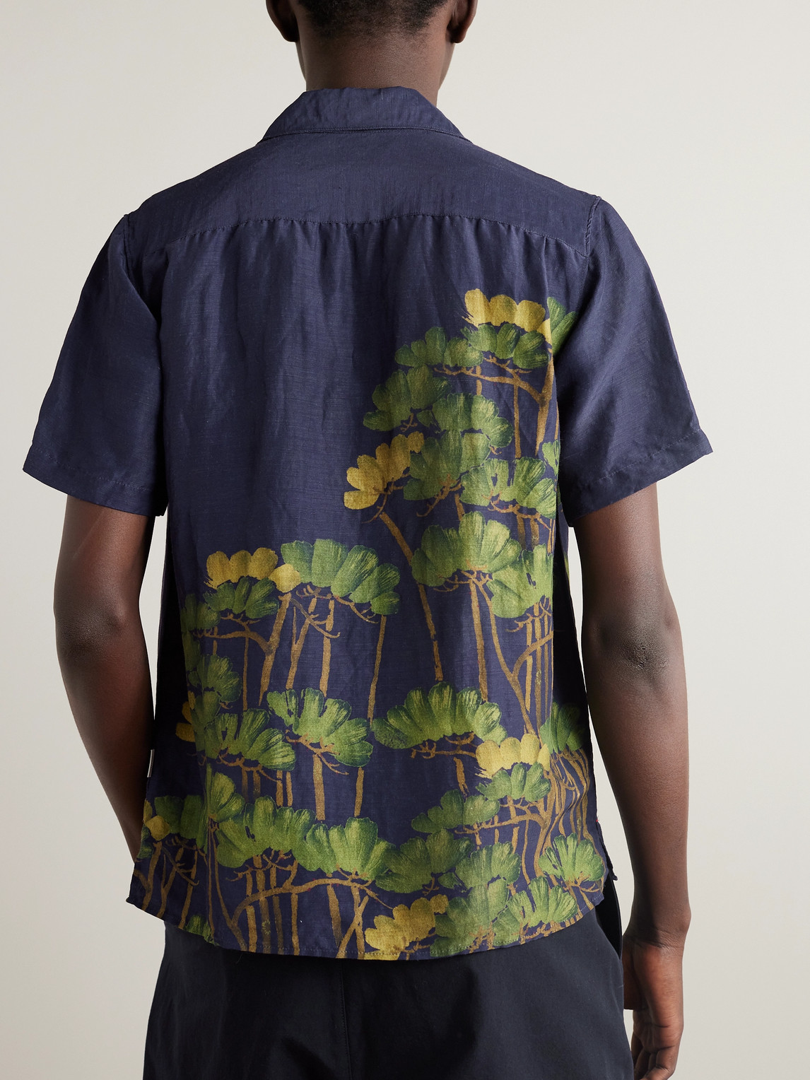 Shop Orlebar Brown Maitain Fantasy Camp-collar Floral-print Linen-blend Shirt In Blue