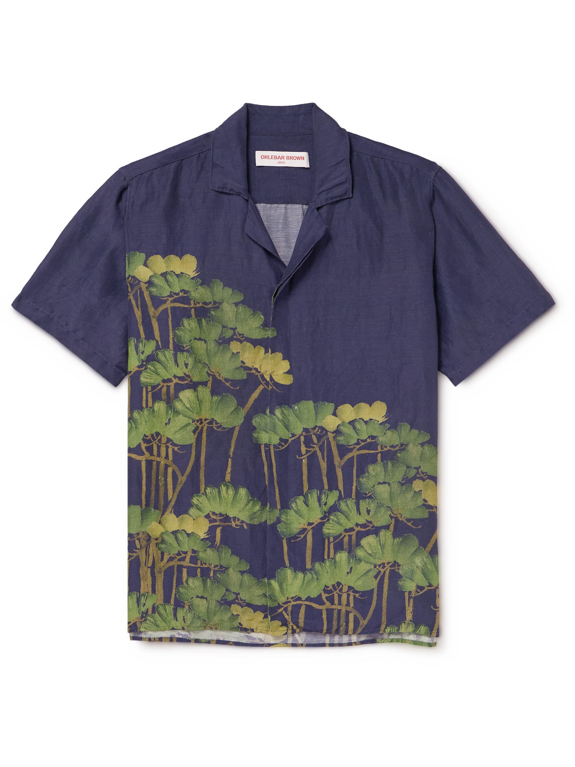 Orlebar Brown Maitan Floral-print Linen-blend Shirt In Blue