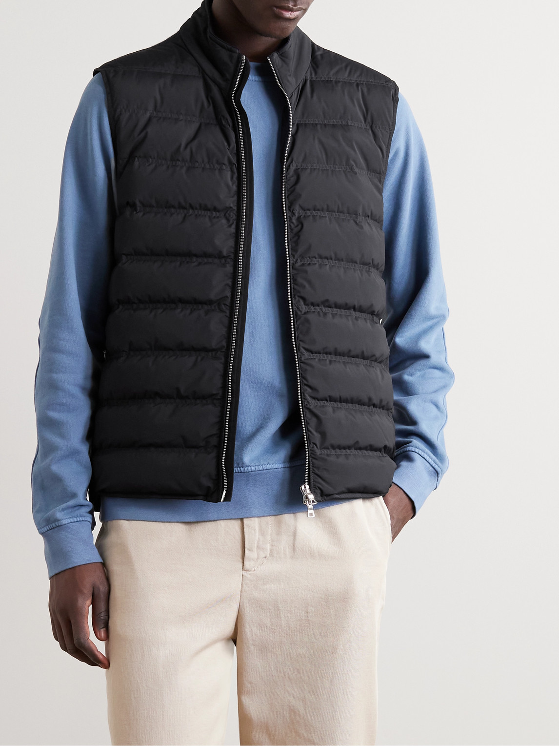 Shop Orlebar Brown Fitzroy Quilted Shell And Merino Wool Down Gilet In Black