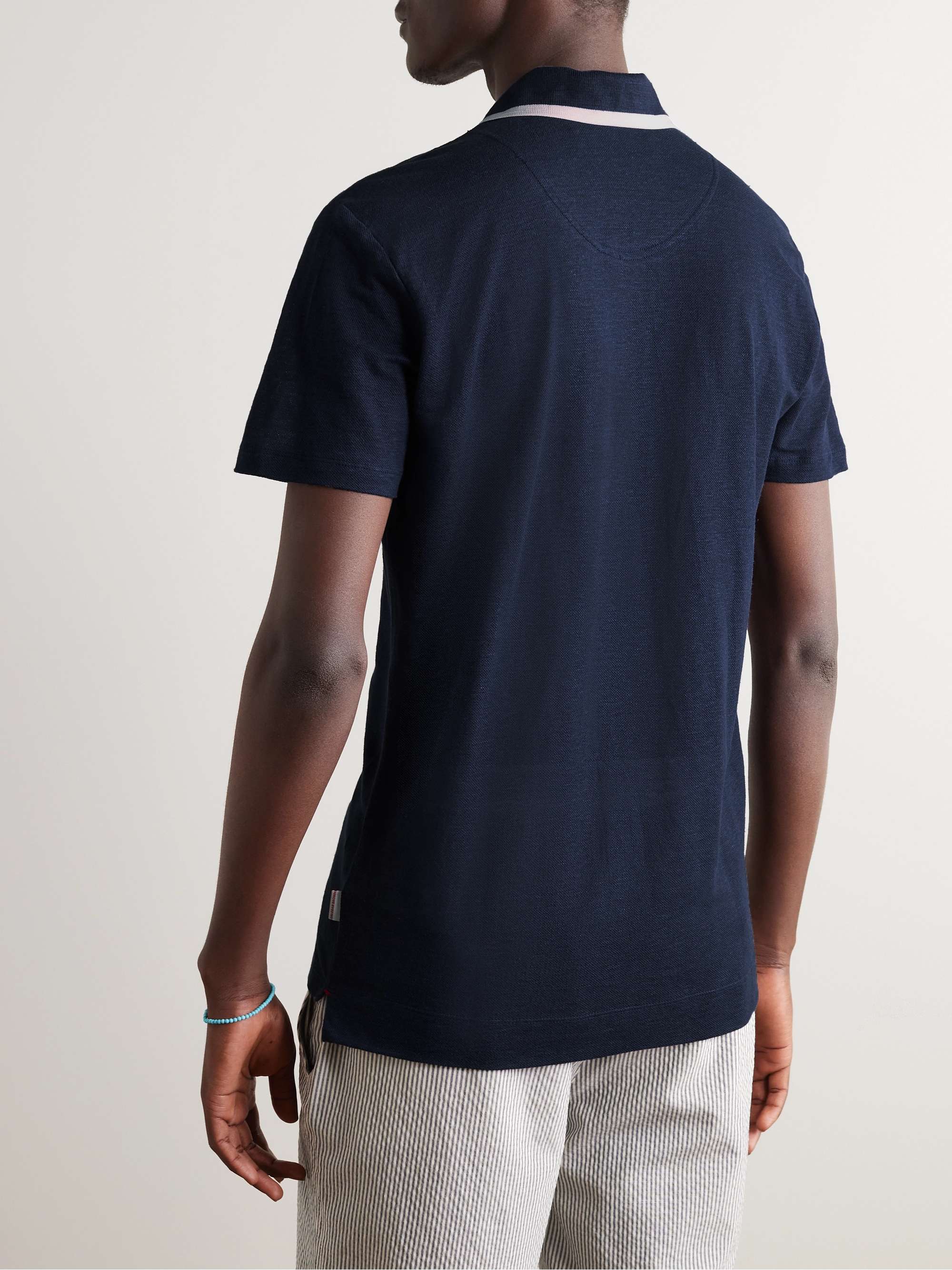 ORLEBAR BROWN Felix Striped Slim-Fit Linen-Piqué Polo Shirt for Men ...