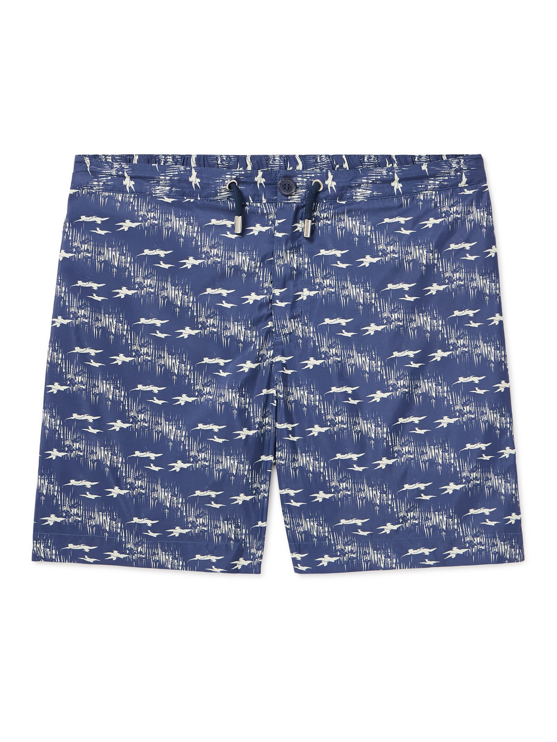 Shop Orlebar Brown Bulldog Mid-length Printed Swim Shorts In Blue