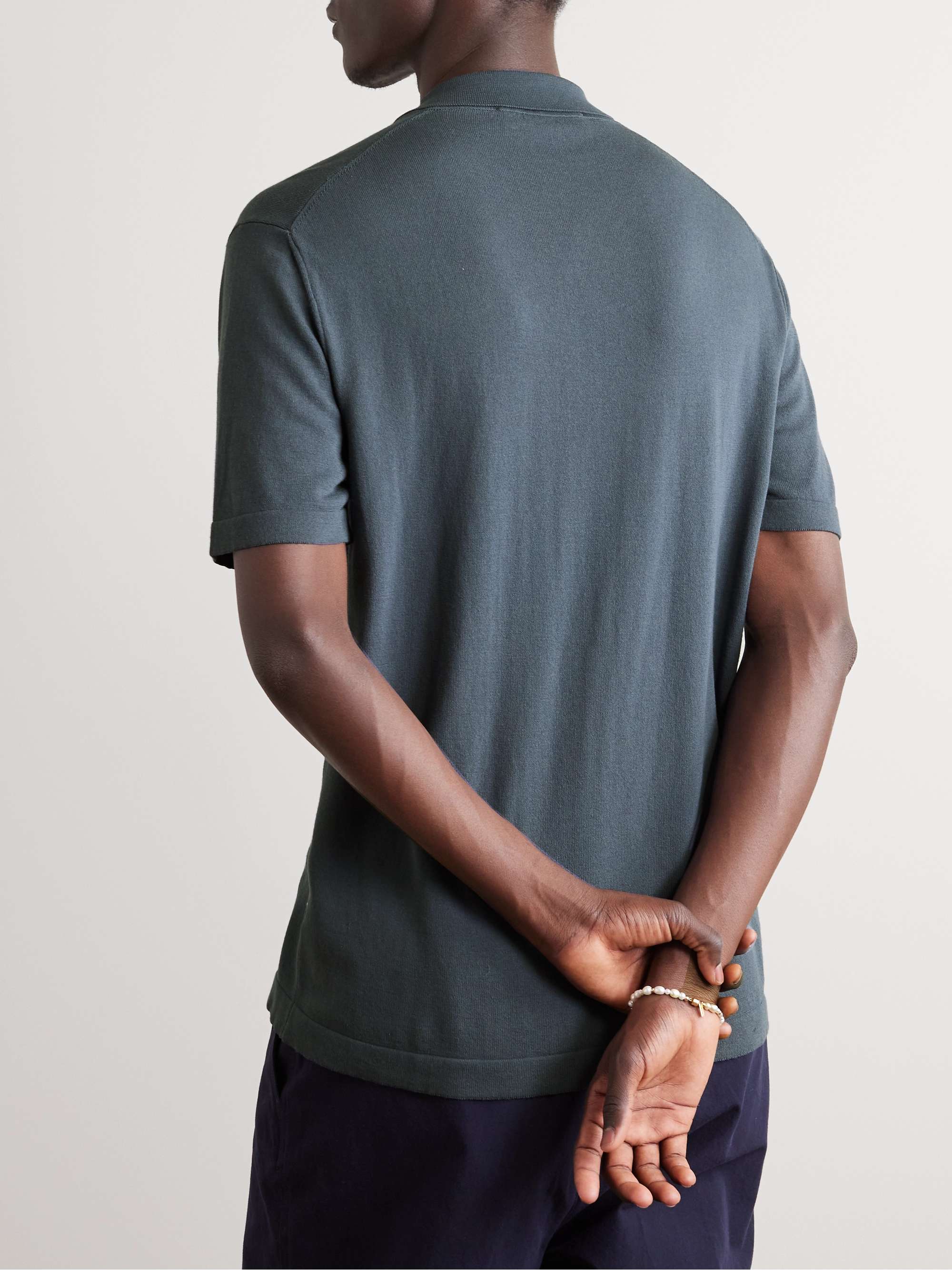 ORLEBAR BROWN Keeling Striped Cotton and Silk-Blend Polo Shirt