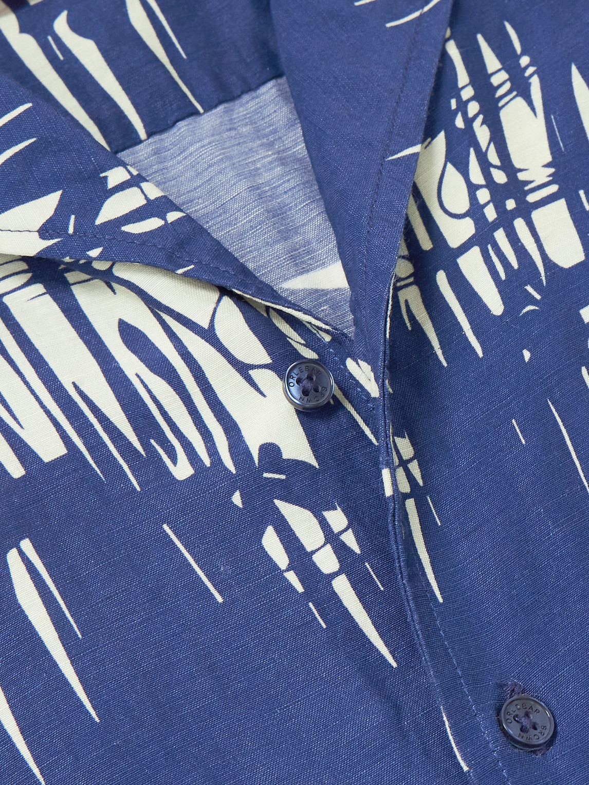Shop Orlebar Brown Hibbert Living Dream Camp-collar Printed Linen-blend Shirt In Blue