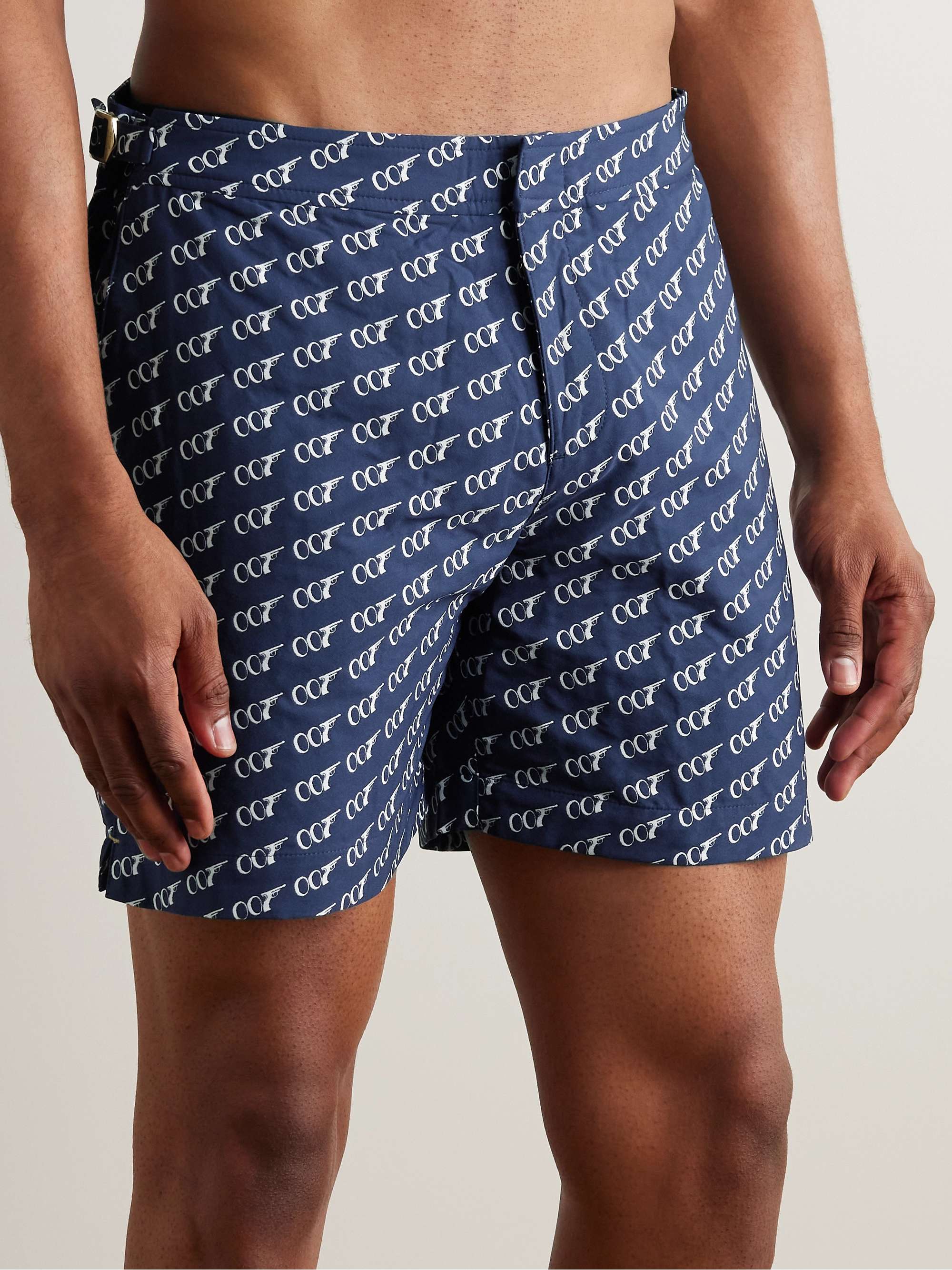 ORLEBAR BROWN + 007 Bulldog Mid-Length Printed Swim Shorts for Men | MR ...