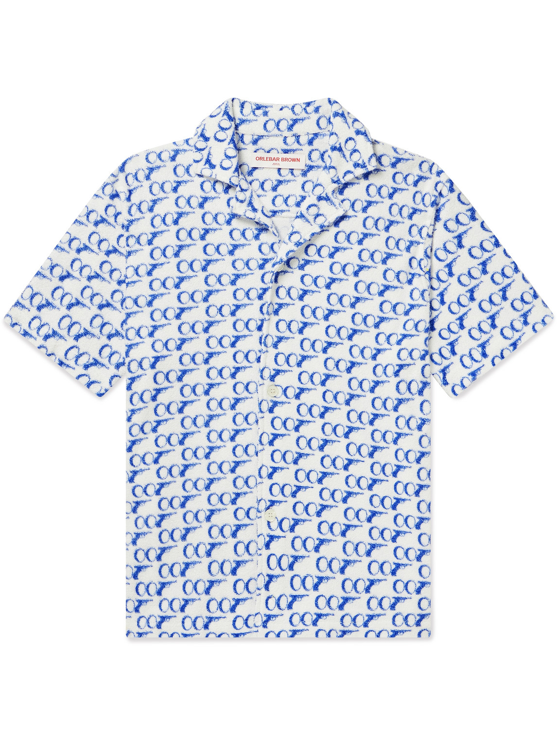 ORLEBAR BROWN 007 HOWELL CAMP-COLLAR PRINTED COTTON-TERRY SHIRT