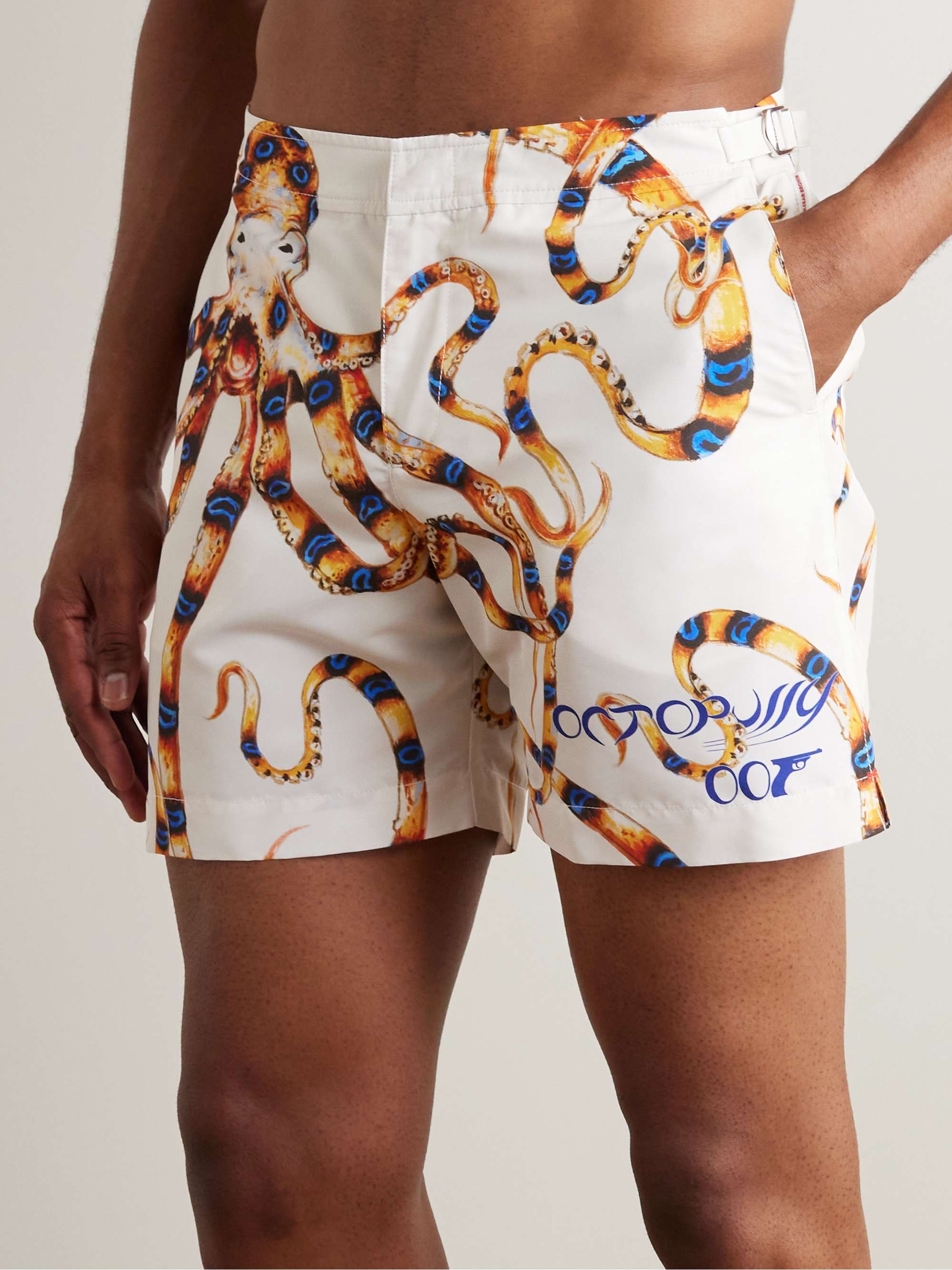 Orlebar Brown Black/Port Bulldog X Aquila Print Mid-Length Swim Shorts