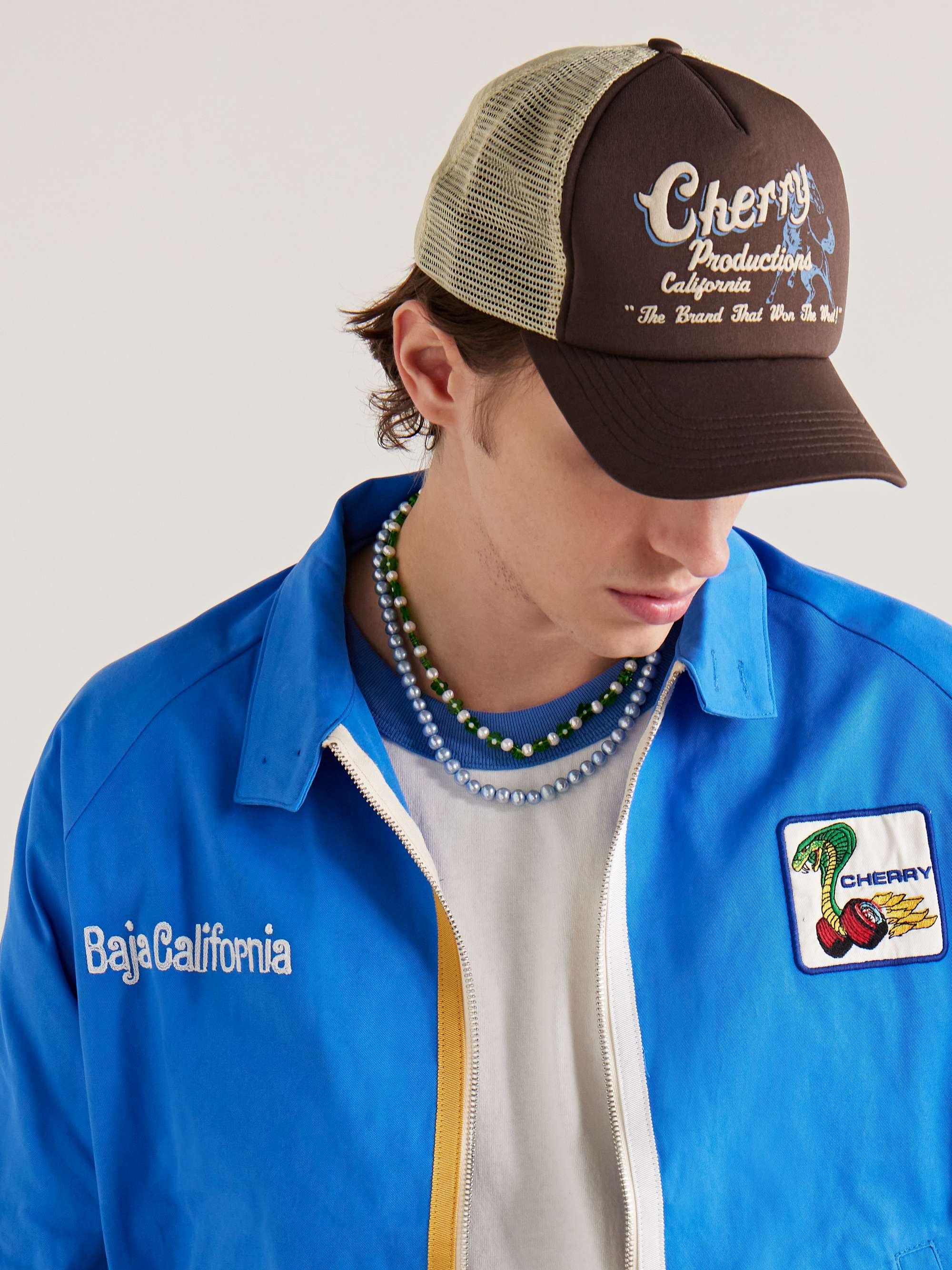 CHERRY LOS ANGELES LogoPrint Twill and Mesh Trucker Cap for Men MR