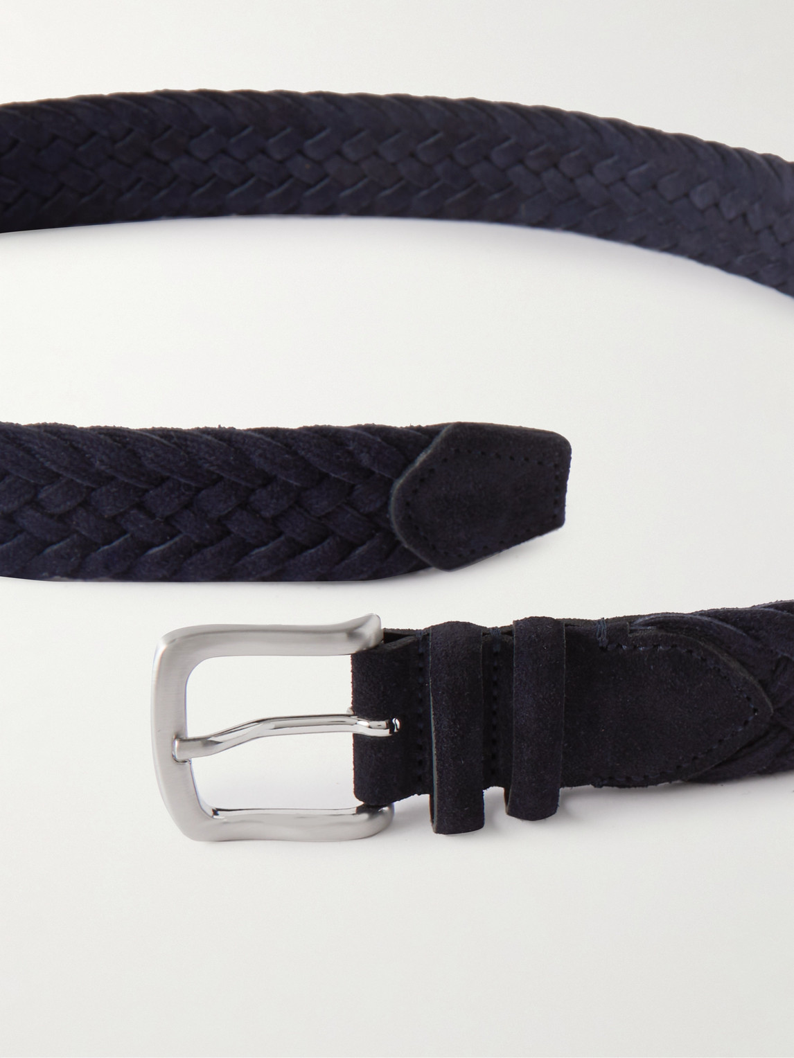 Shop Mr P 3.5cm Woven Suede Belt In Blue