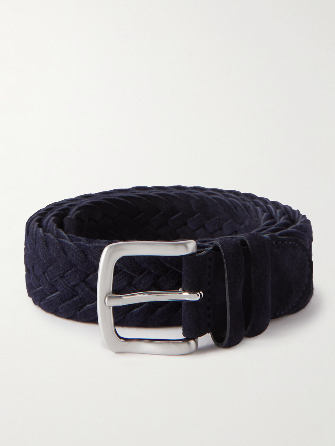 Mr P 3.5cm Woven Suede Belt In Blue