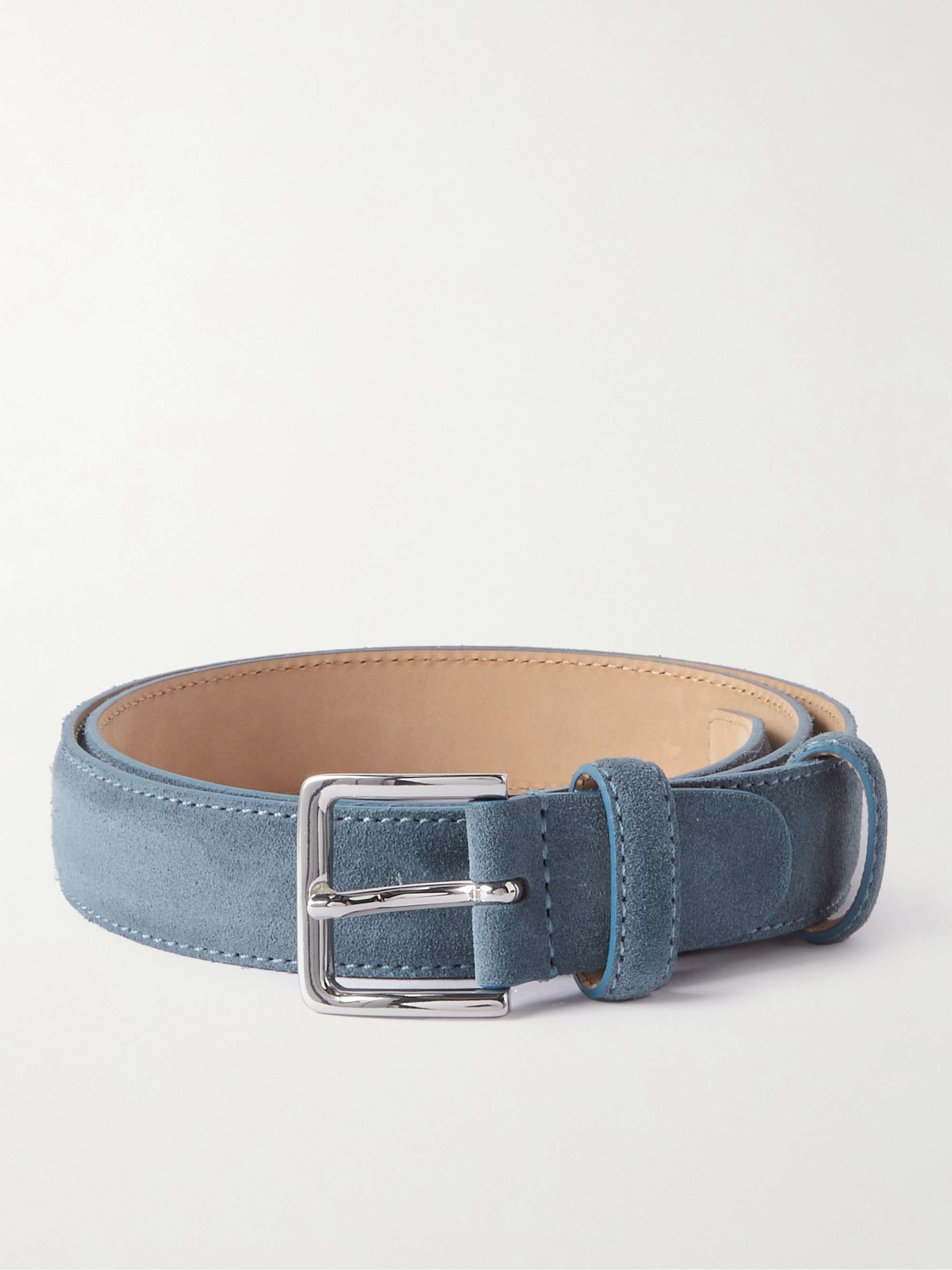 Light Blue Suede Leather Belt