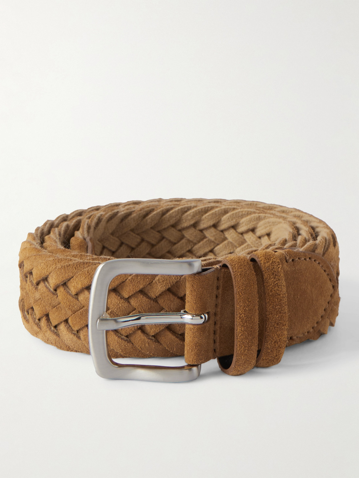 Mr P 3.5cm Woven Suede Belt In Brown