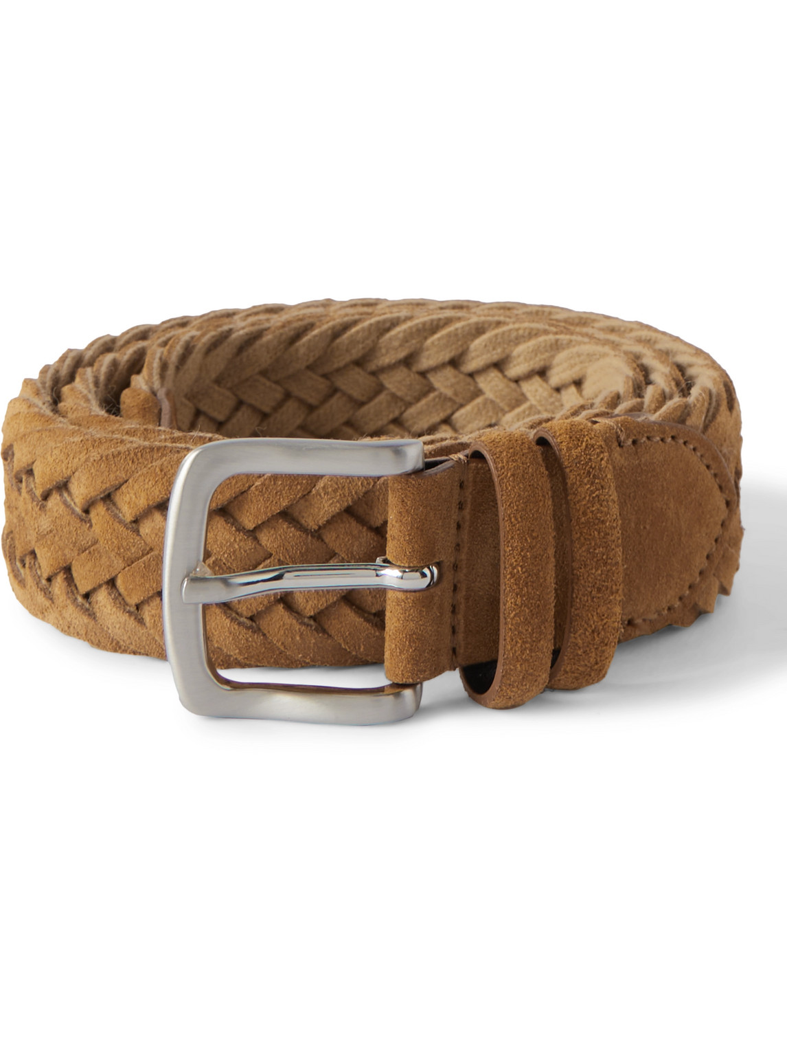 Mr P 3.5cm Woven Suede Belt In Brown