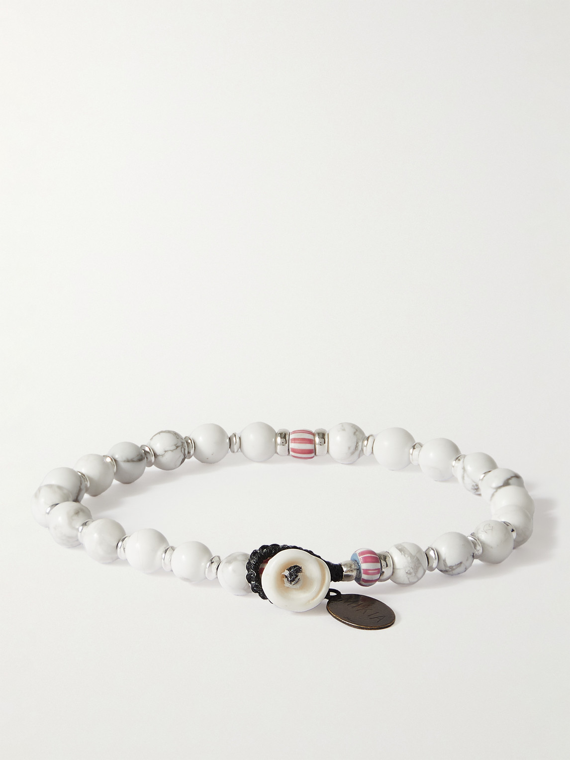 Shop Mikia Silver, Howlite And Shell Beaded Bracelet In White