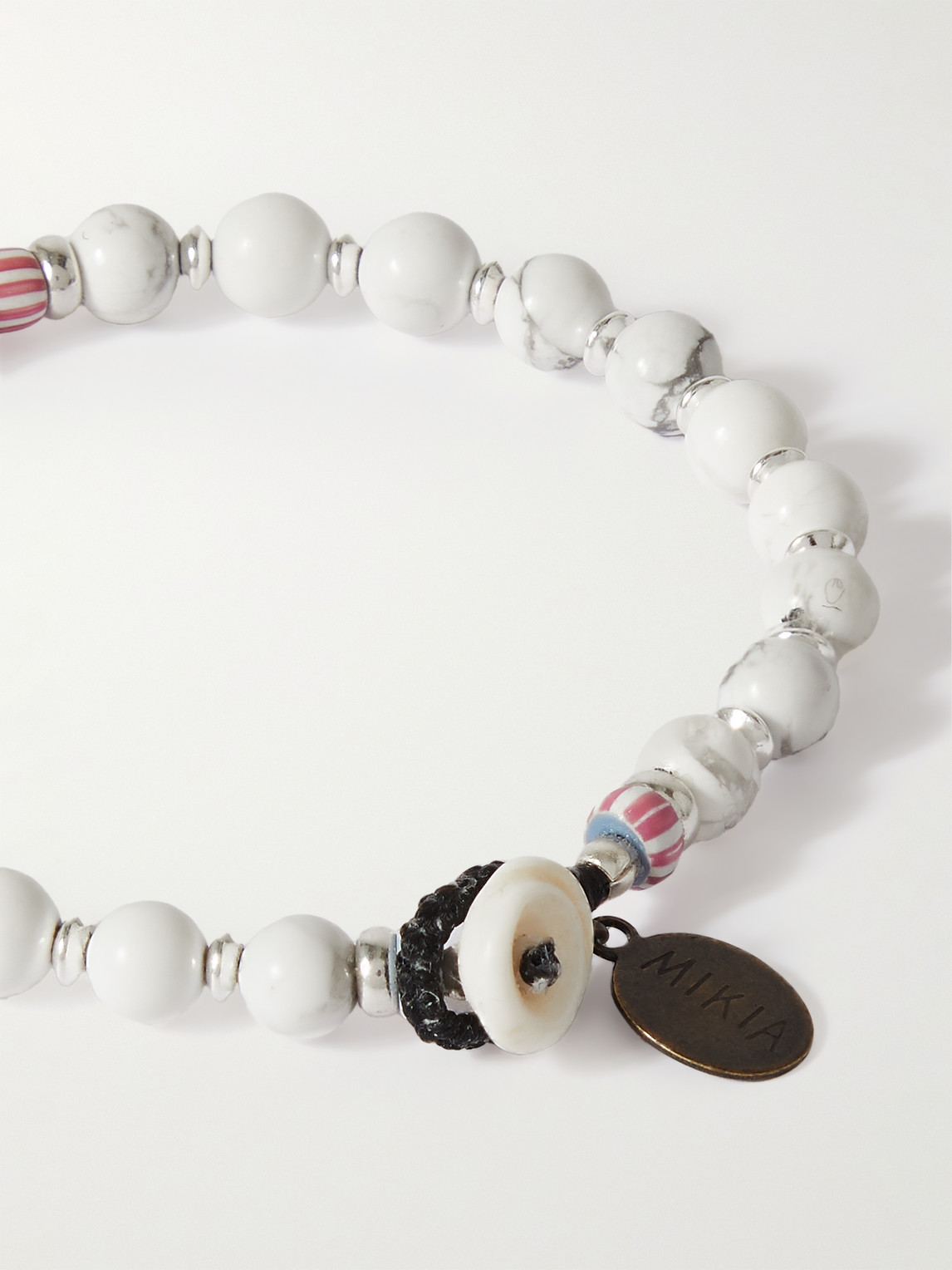 Shop Mikia Silver, Howlite And Shell Beaded Bracelet In White