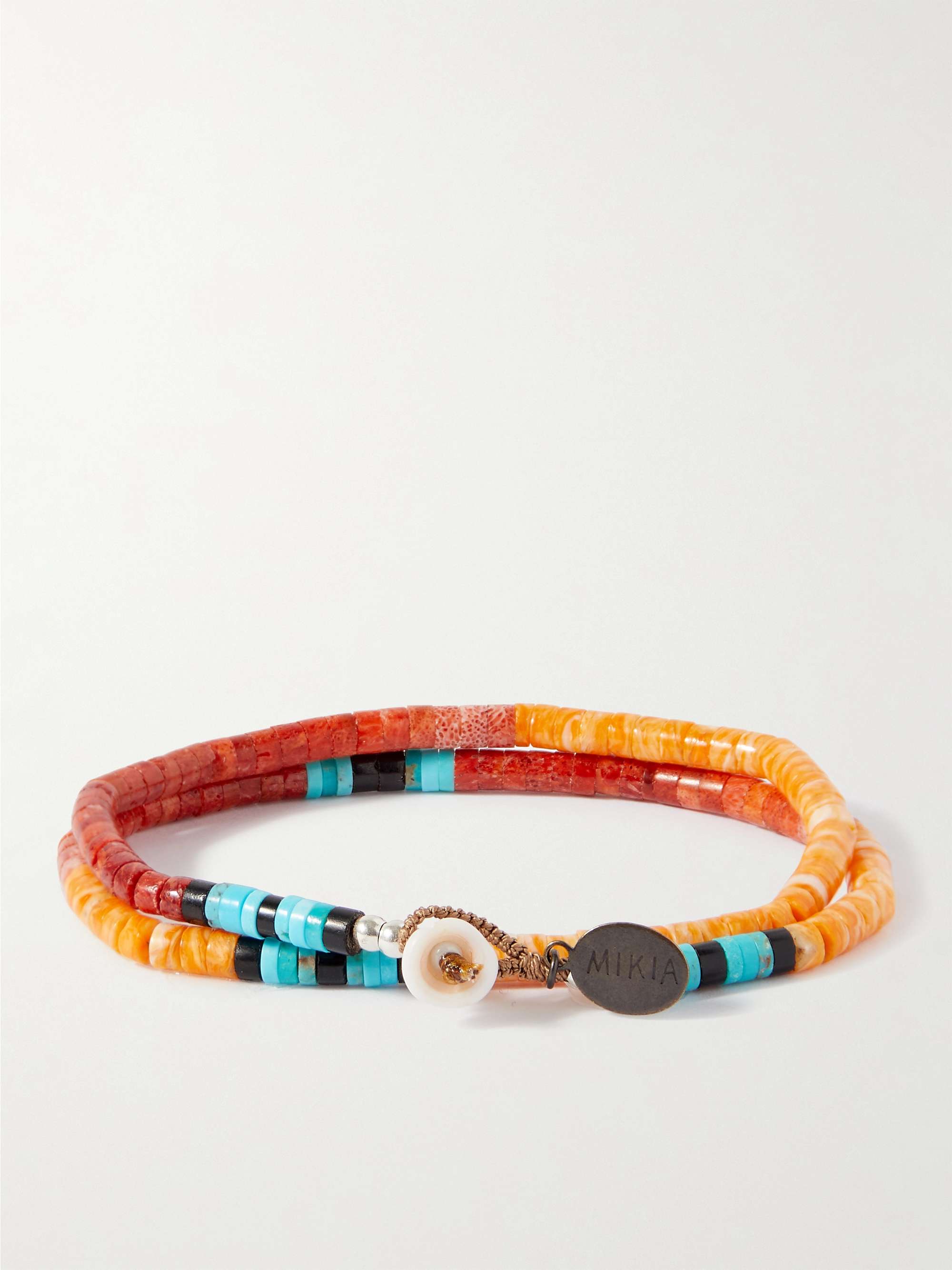 MIKIA Heishi Multi-Stone, Cord and Silver Double-Wrap Bracelet