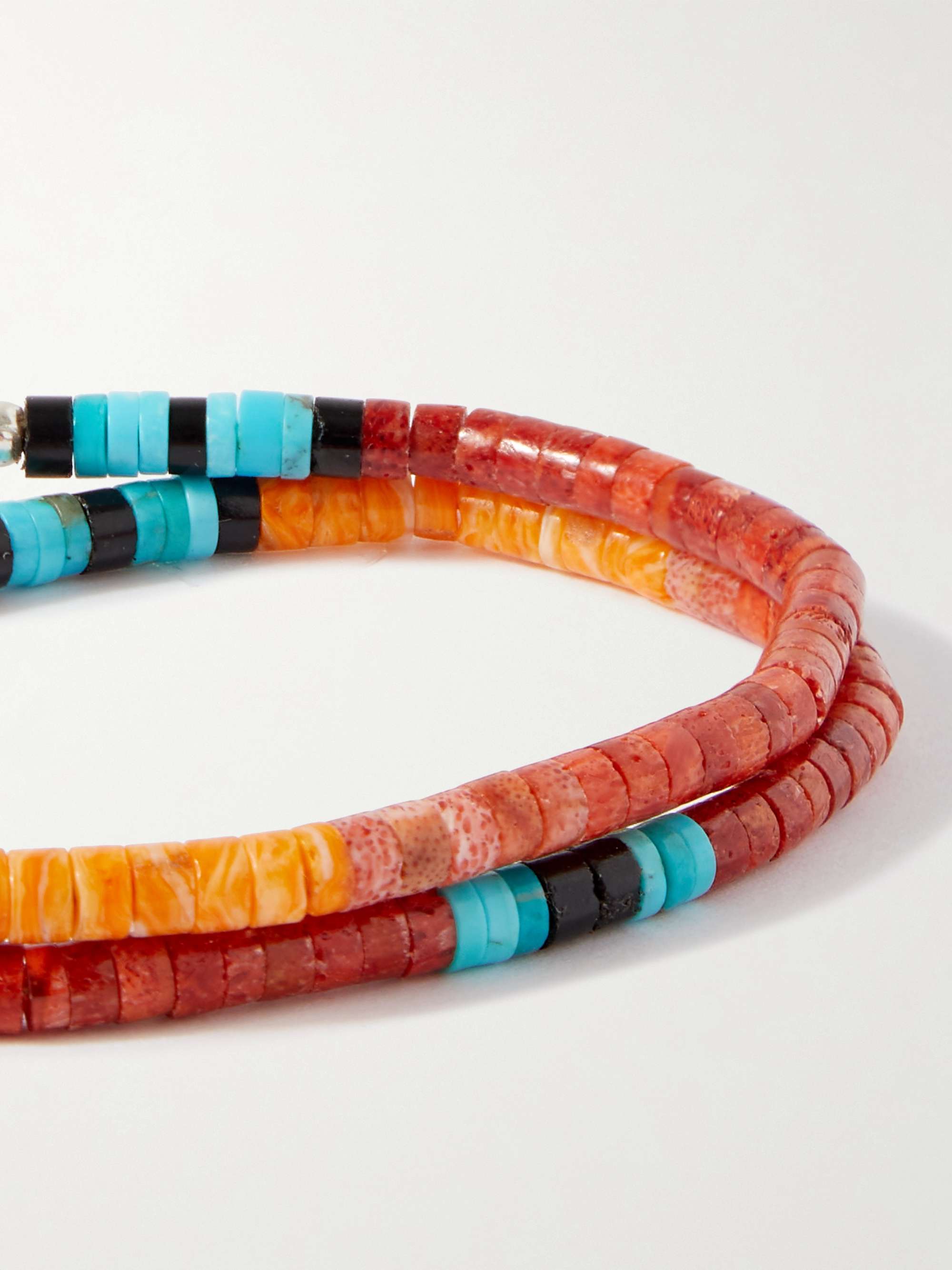 MIKIA Heishi Multi-Stone, Cord and Silver Double-Wrap Bracelet