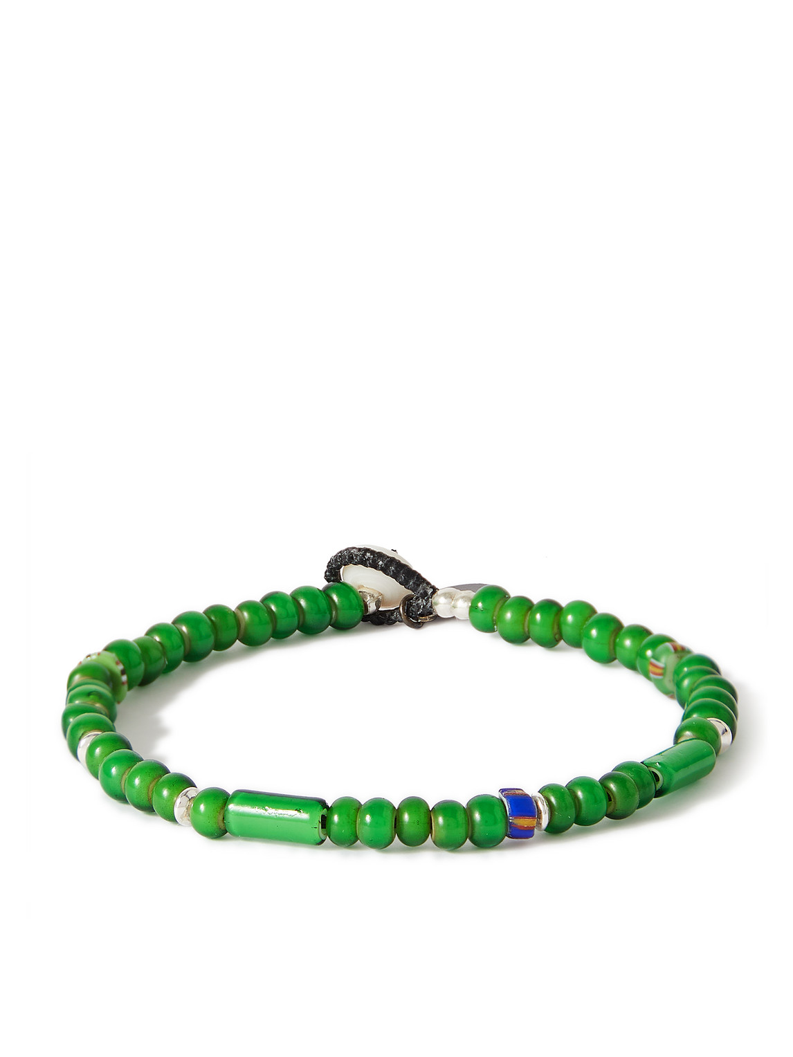 Mikia Silver, Multi-stone And Cord Beaded Bracelet In Green