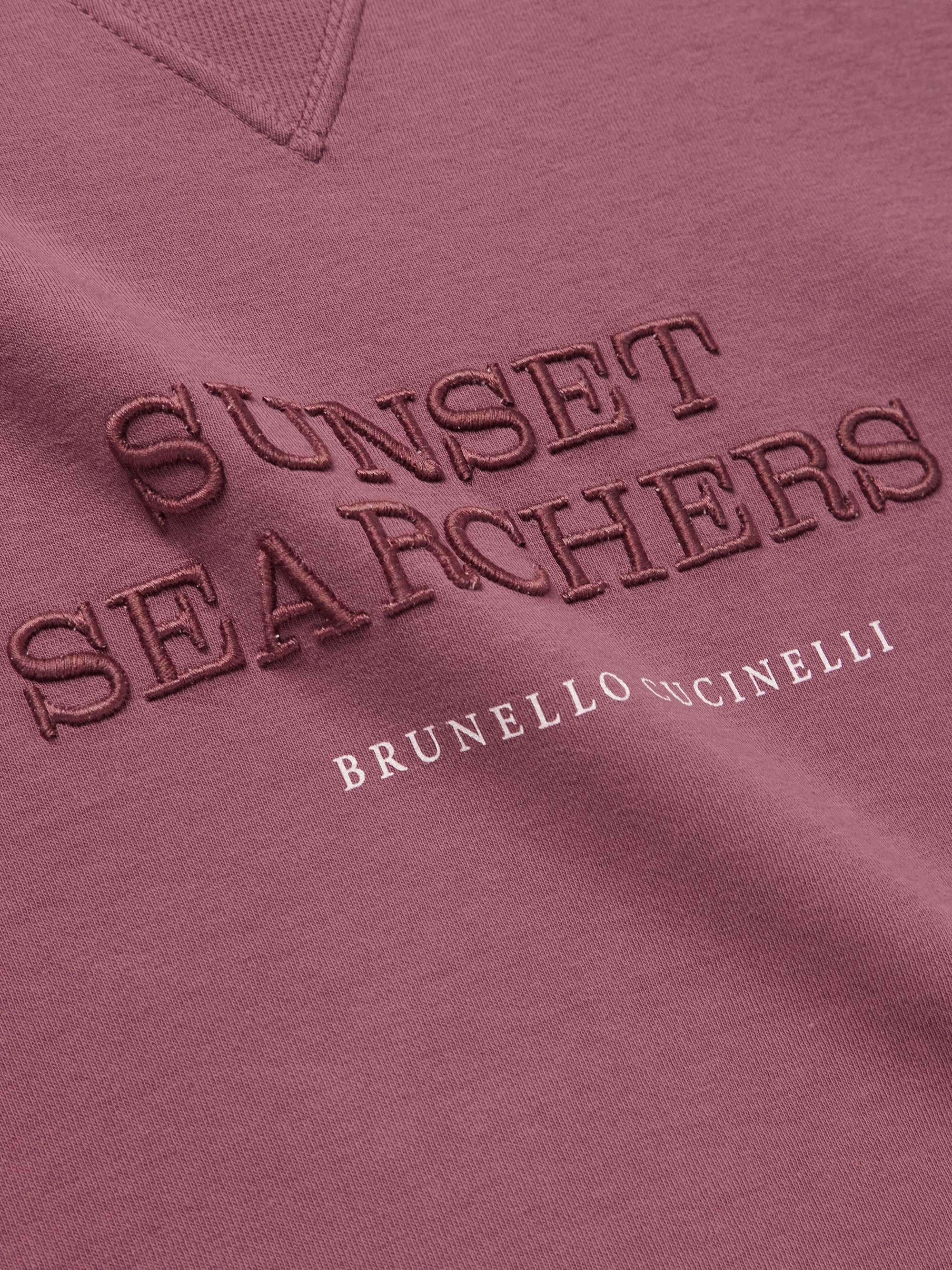 BRUNELLO CUCINELLI Embroidered Logo-Print Cotton-Blend Jersey ...